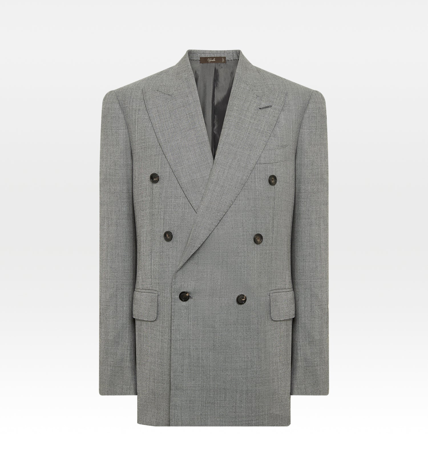 Costume croisé bas 6x1 gris en laine