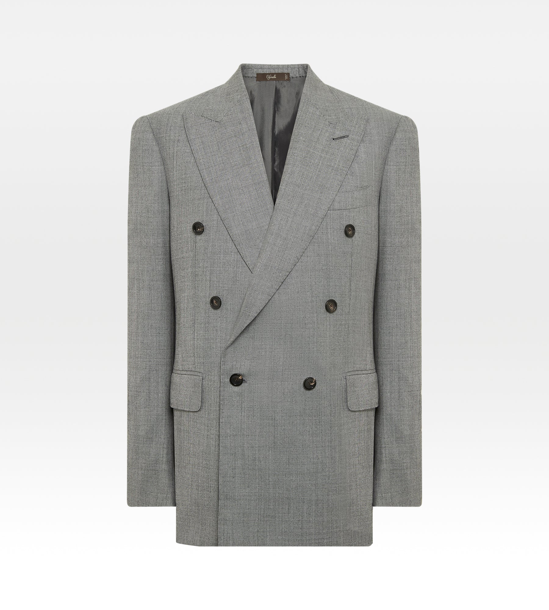 Costume croisé bas 6x1 gris en laine
