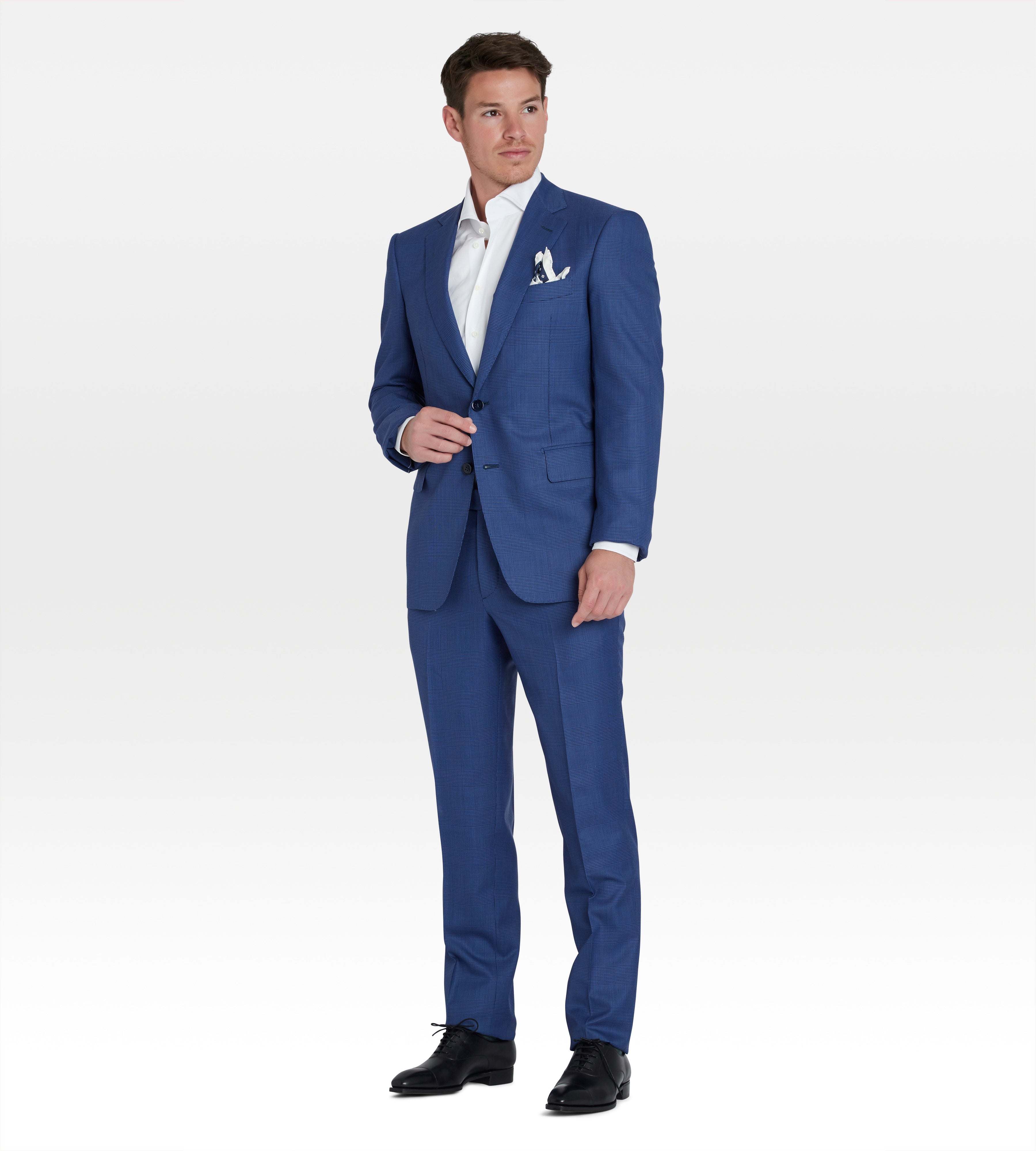 Costume bleu en laine Prince de Galles