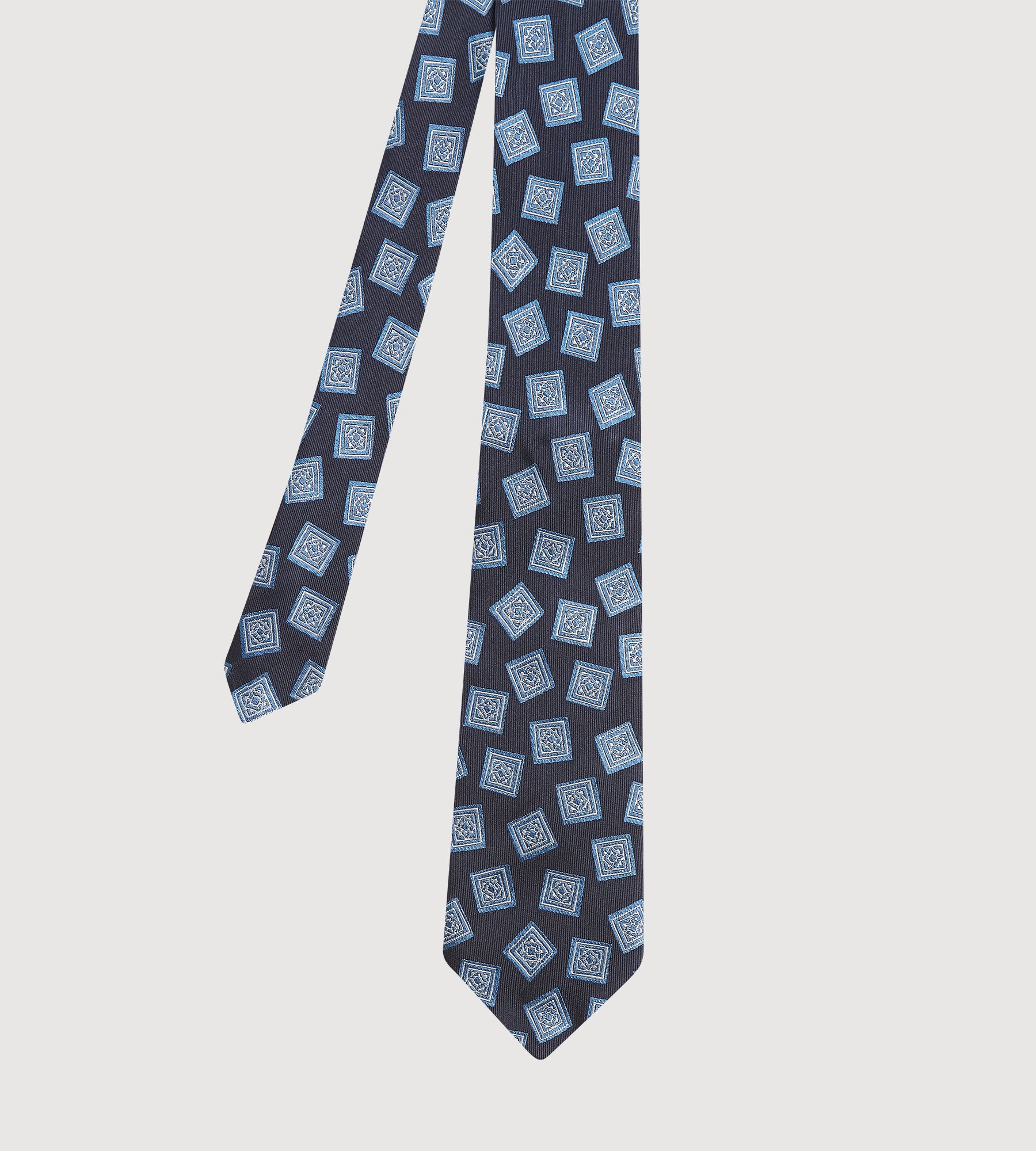 Cravate mosaïque en soie bleu