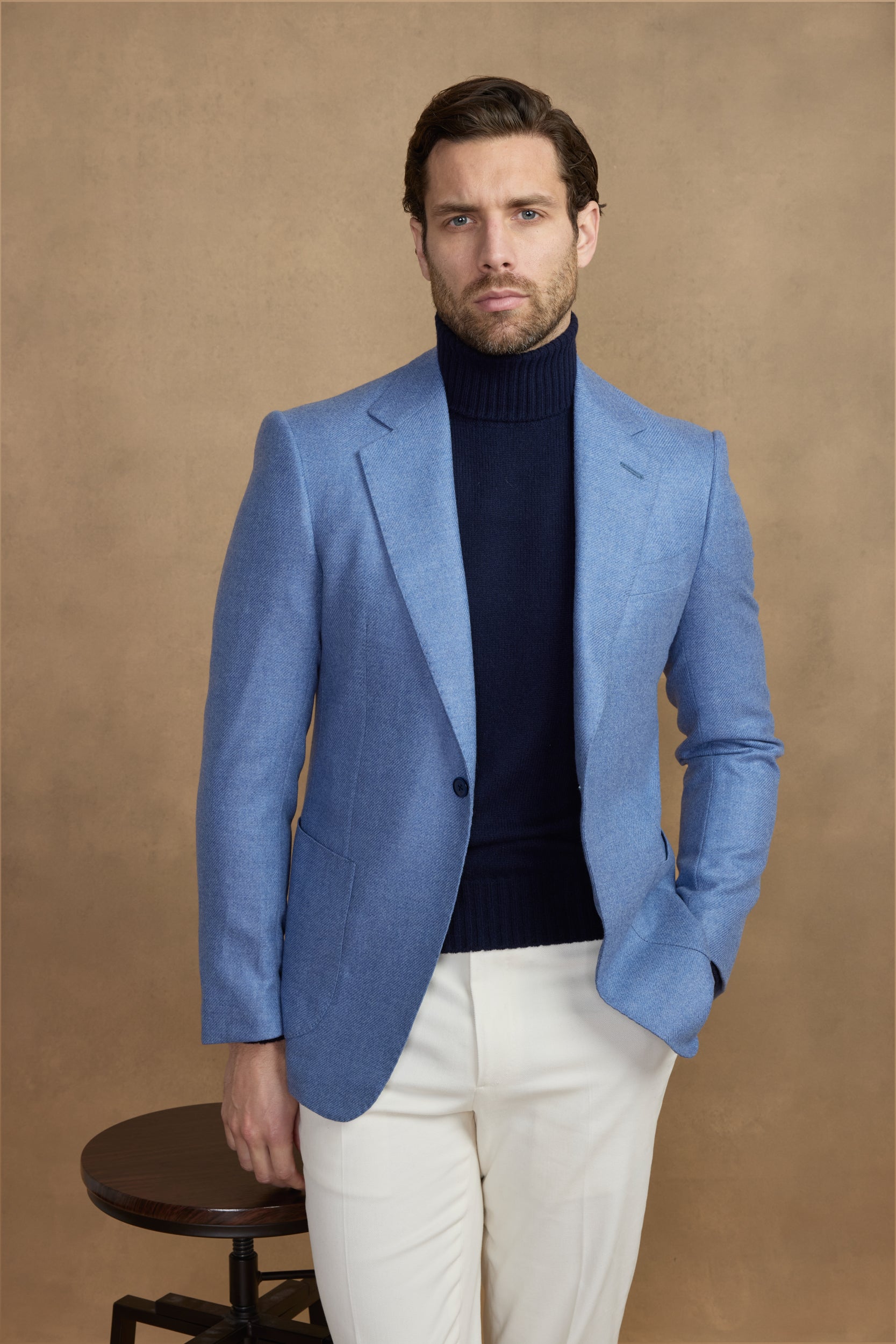 Veste en laine & cachemire bleu ciel