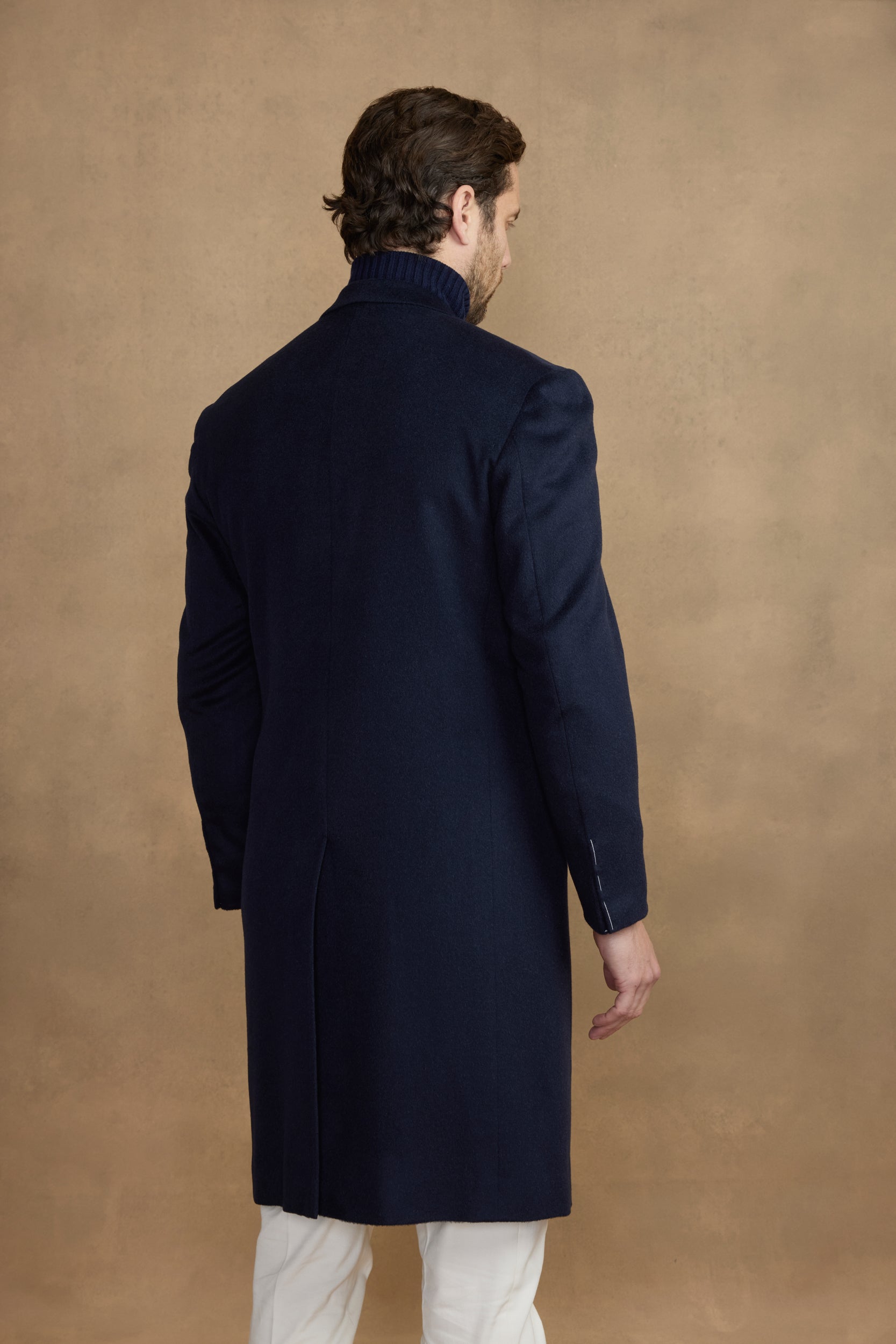 Manteau en poil de chameau bleu marine