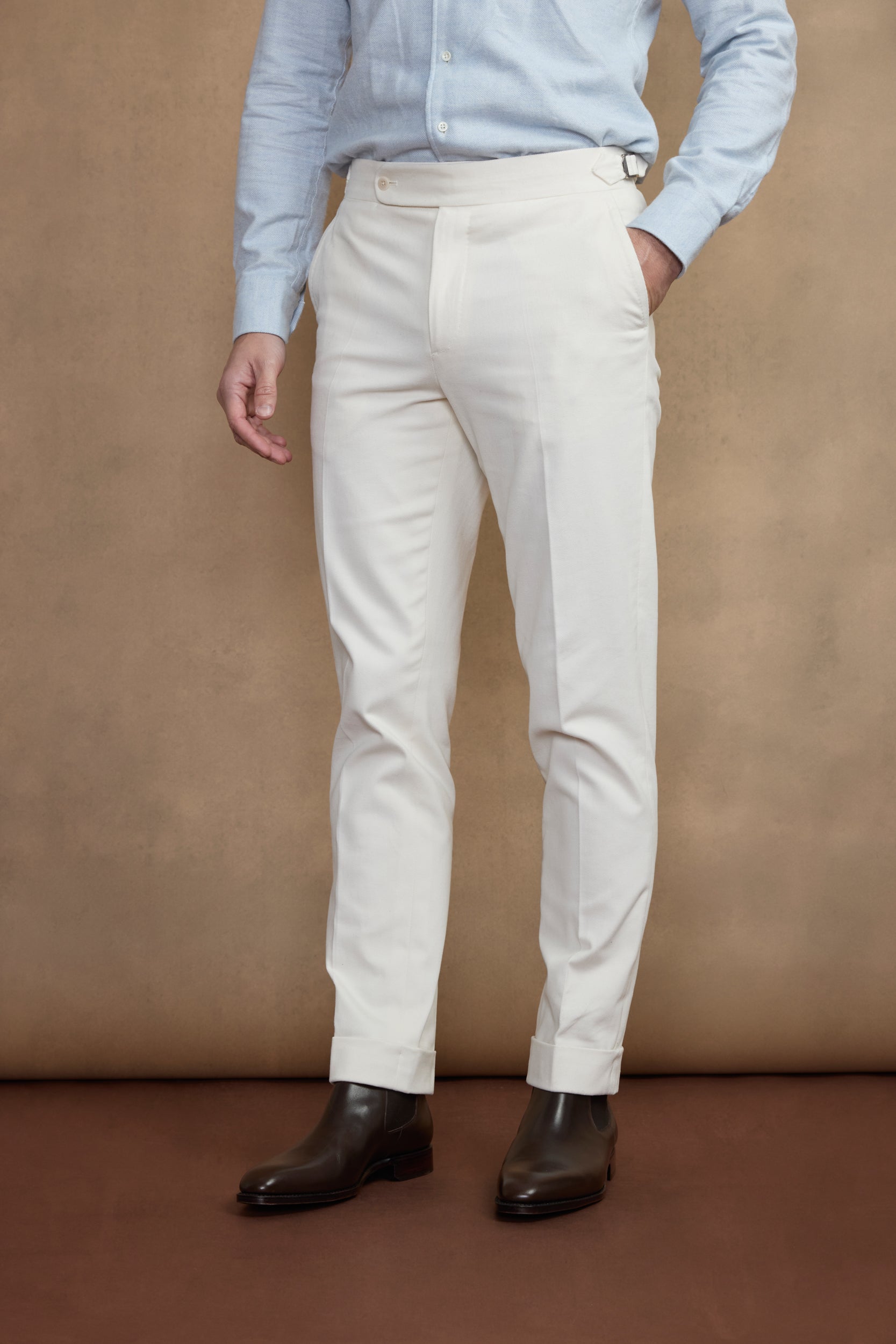 Pantalon crème en coton & laine