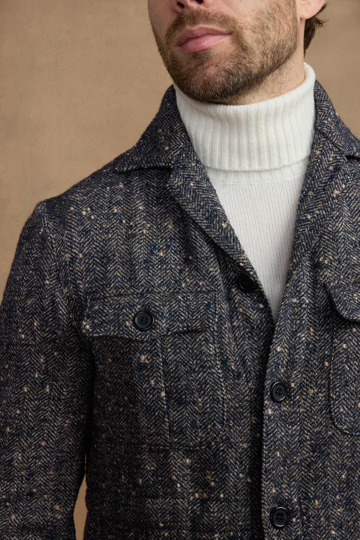 Teba safari en laine & cachemire bleu nuit et beige