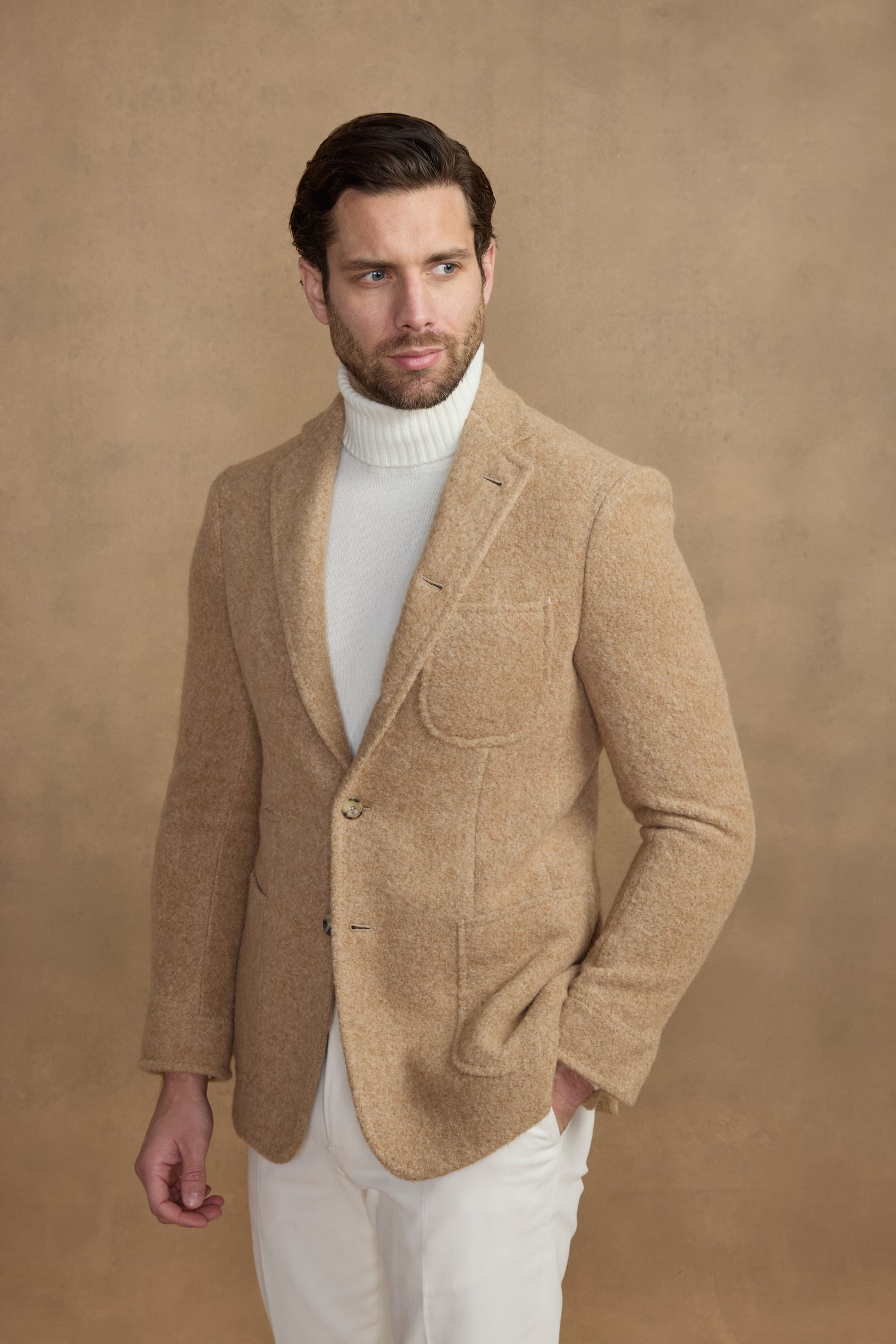 Veste Travel en alpaga camel