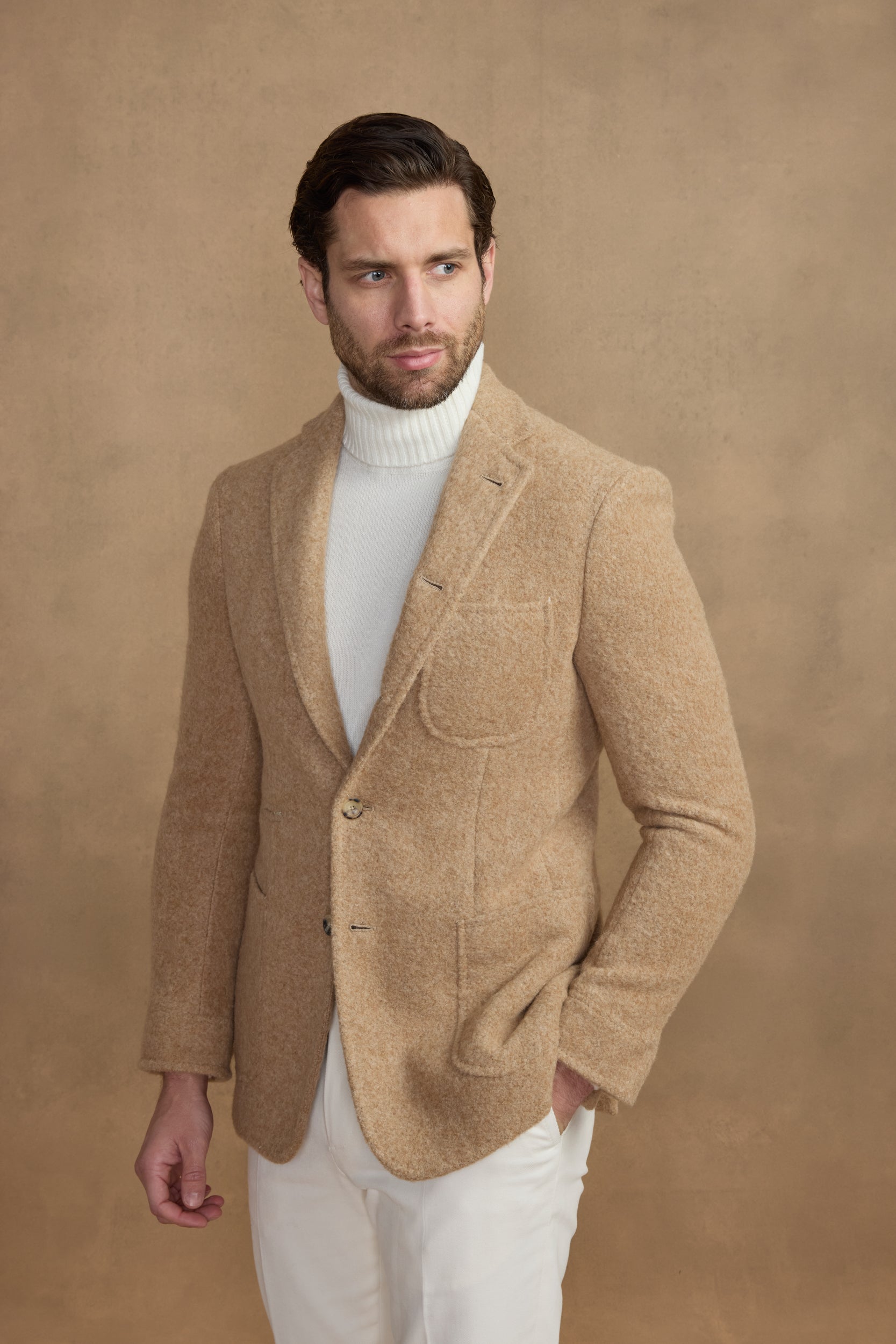 Veste Travel en alpaga camel