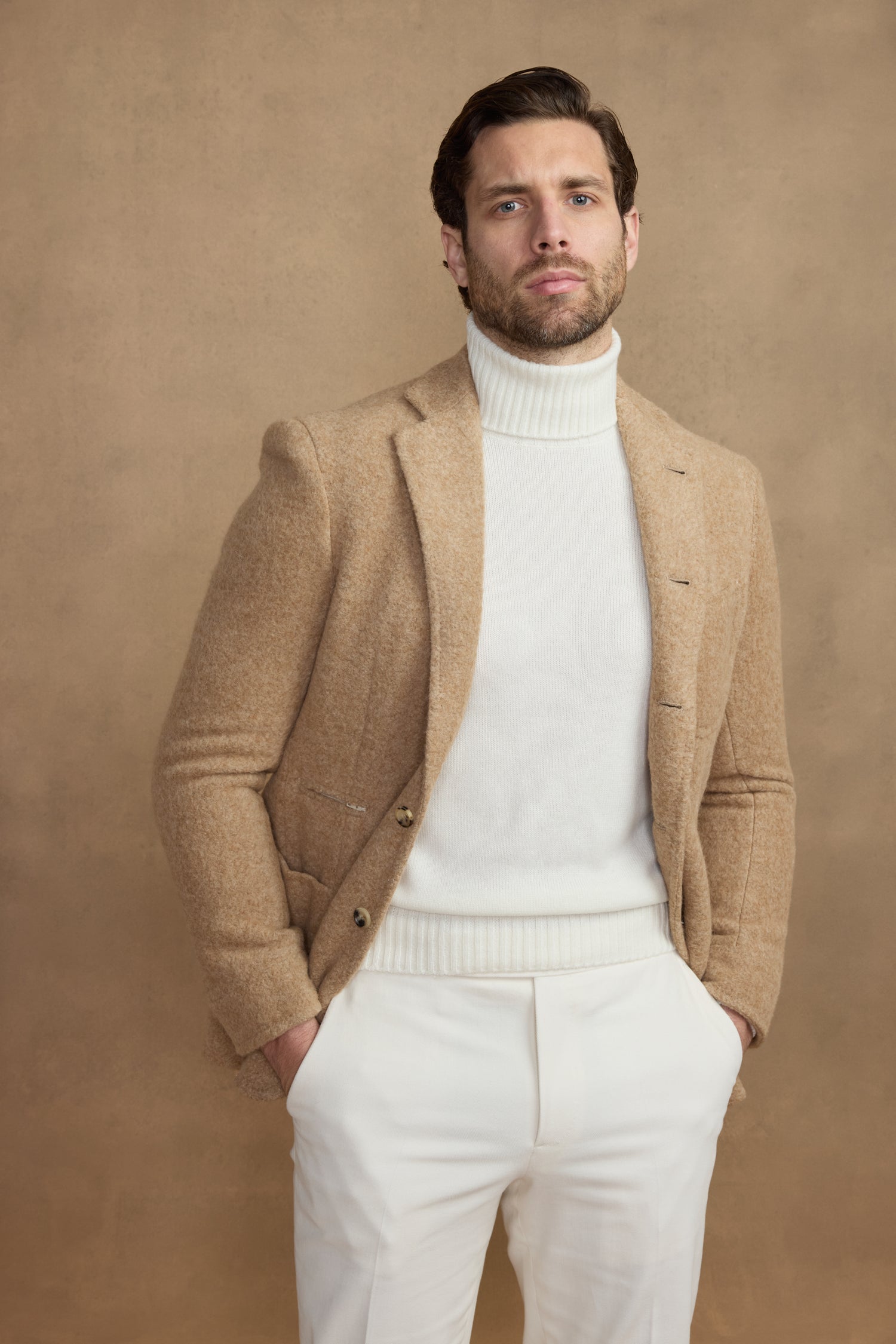 Veste Travel en alpaga camel
