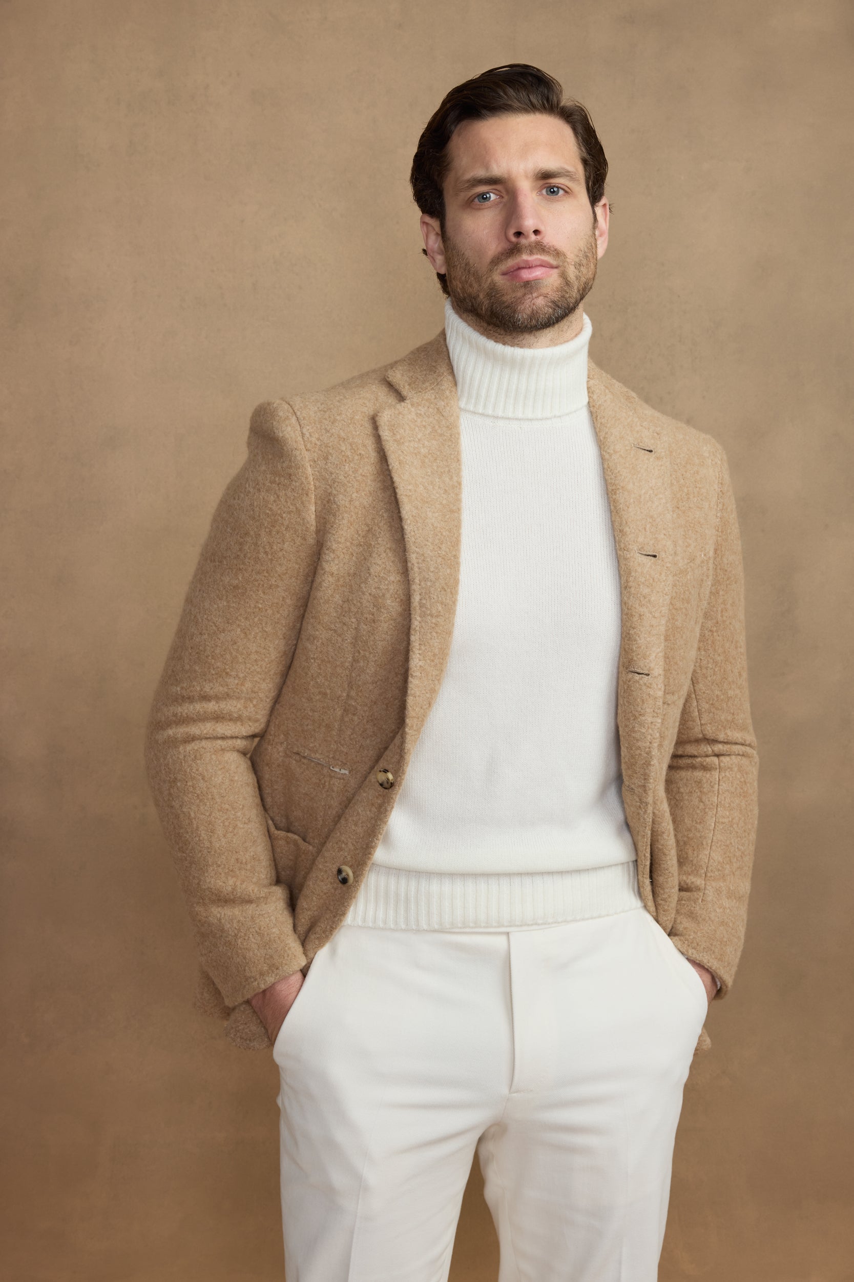 Veste Travel en alpaga camel