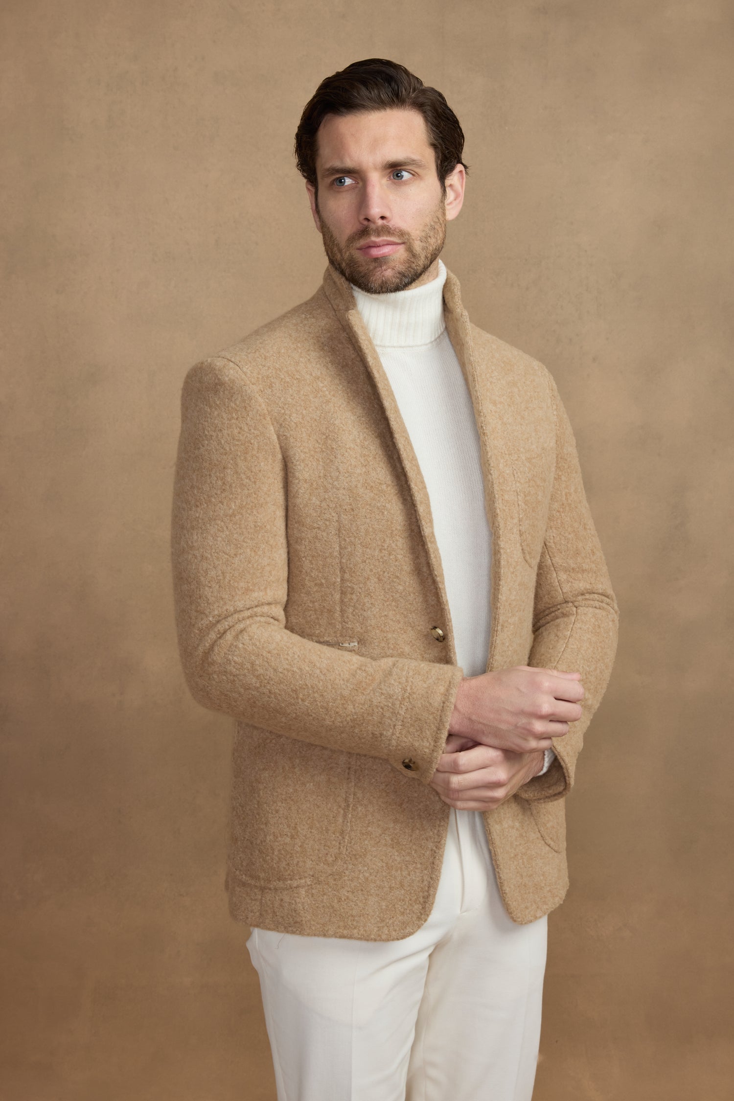 Veste Travel en alpaga camel