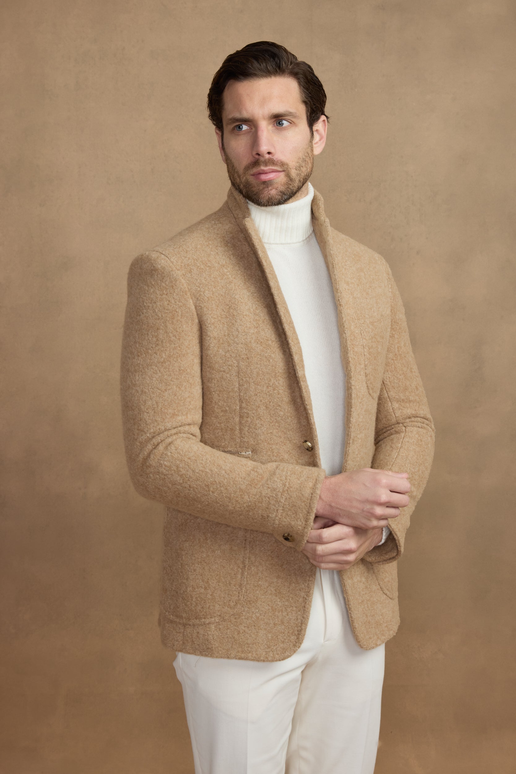 Veste Travel en alpaga camel