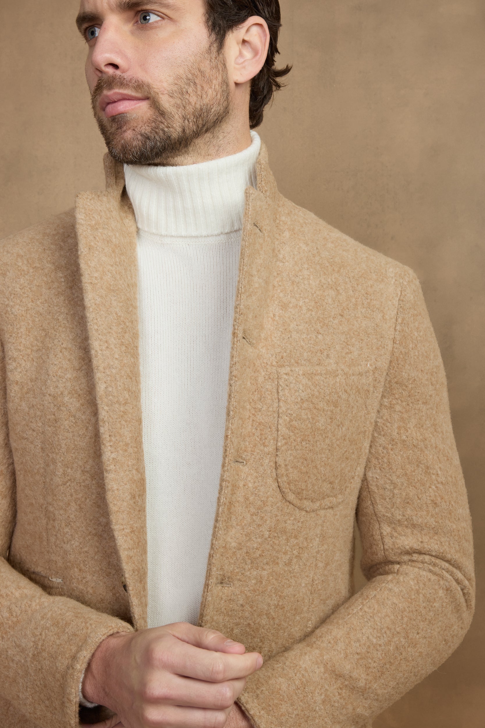 Veste Travel en alpaga camel