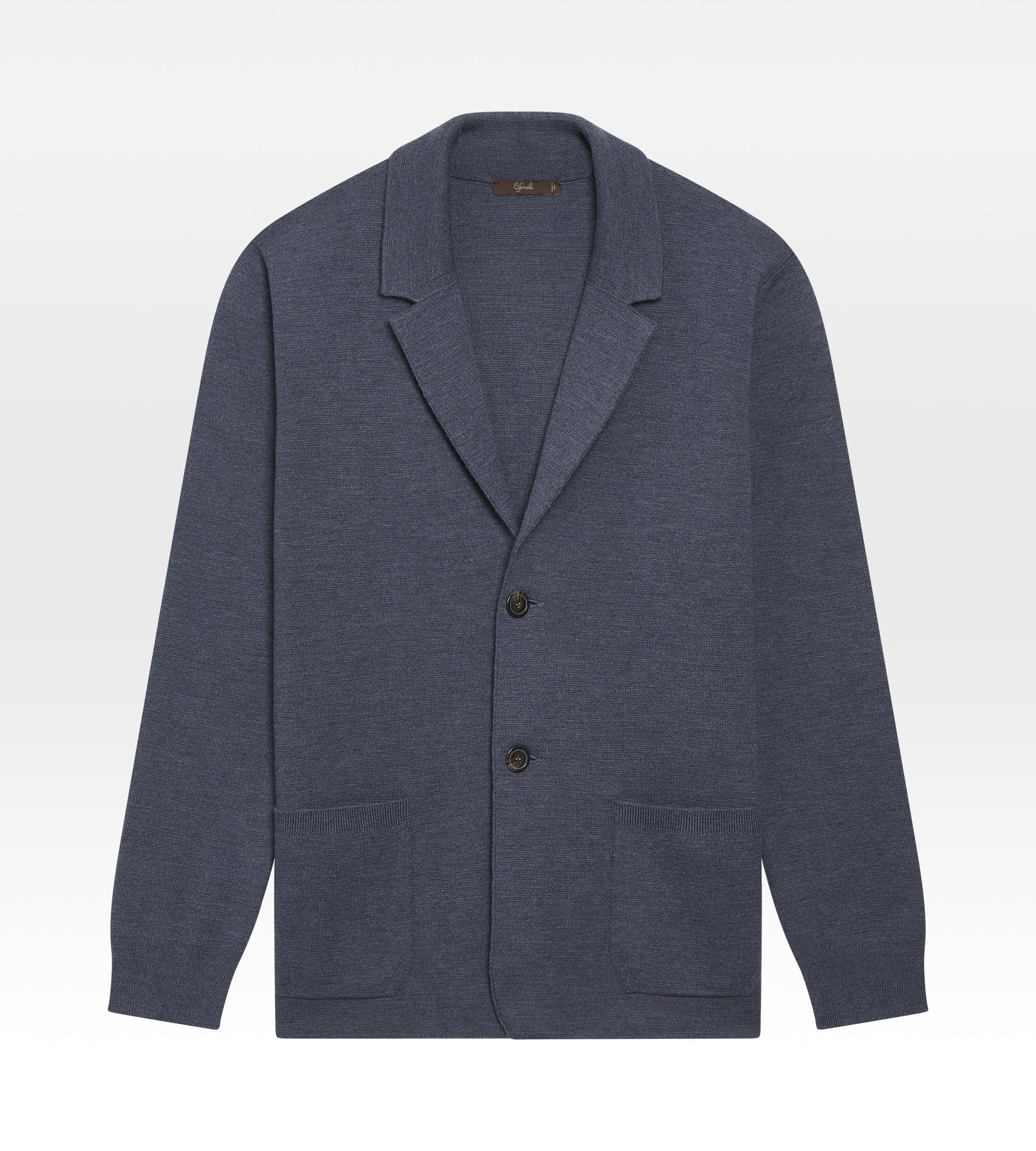 Blazer bleu, maille épaisse en laine