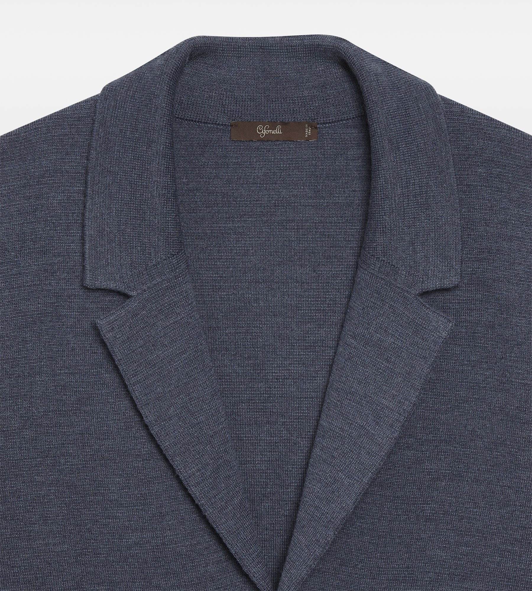Blazer bleu, maille épaisse en laine