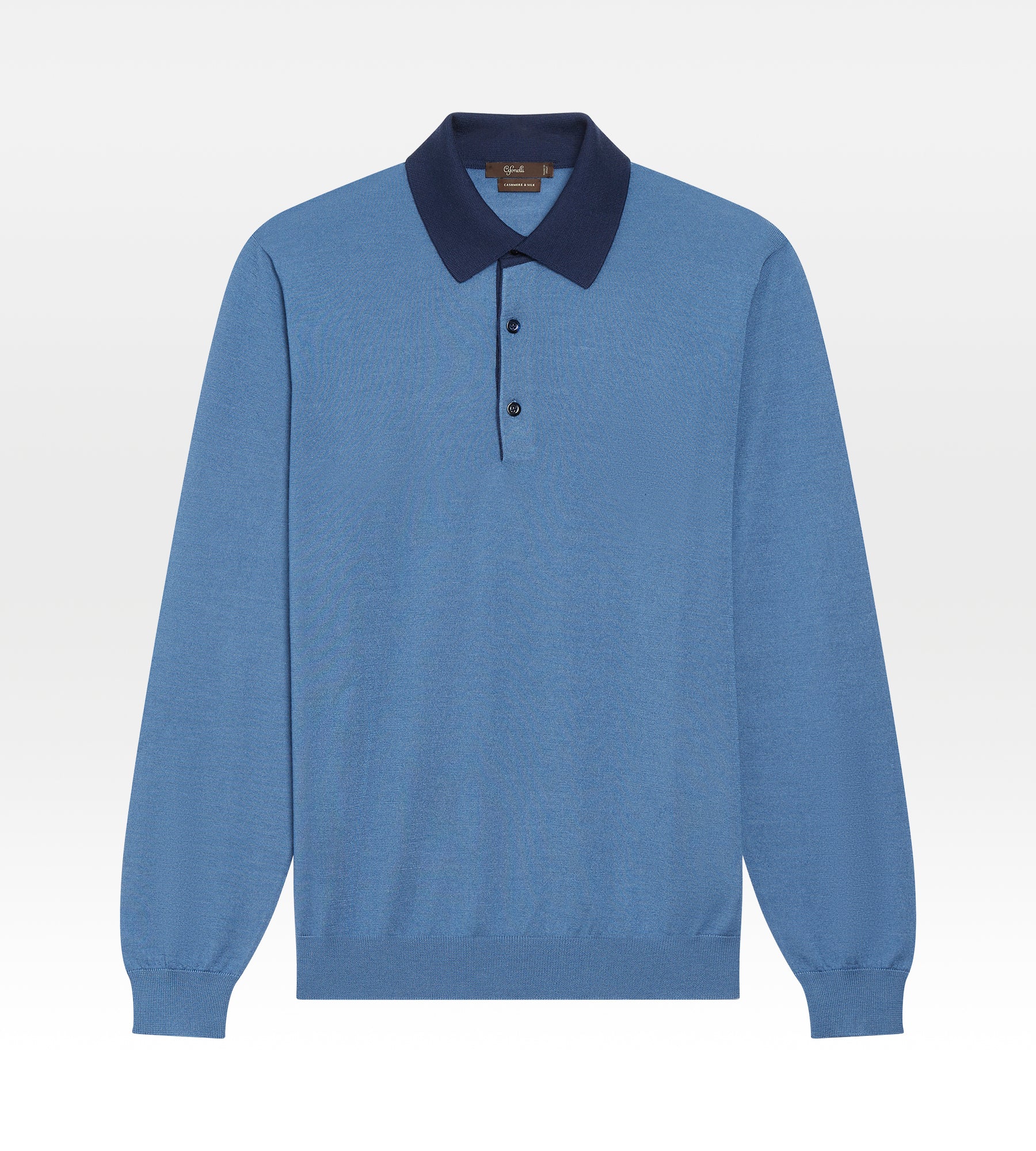 Polo en cachemire & soie bleu