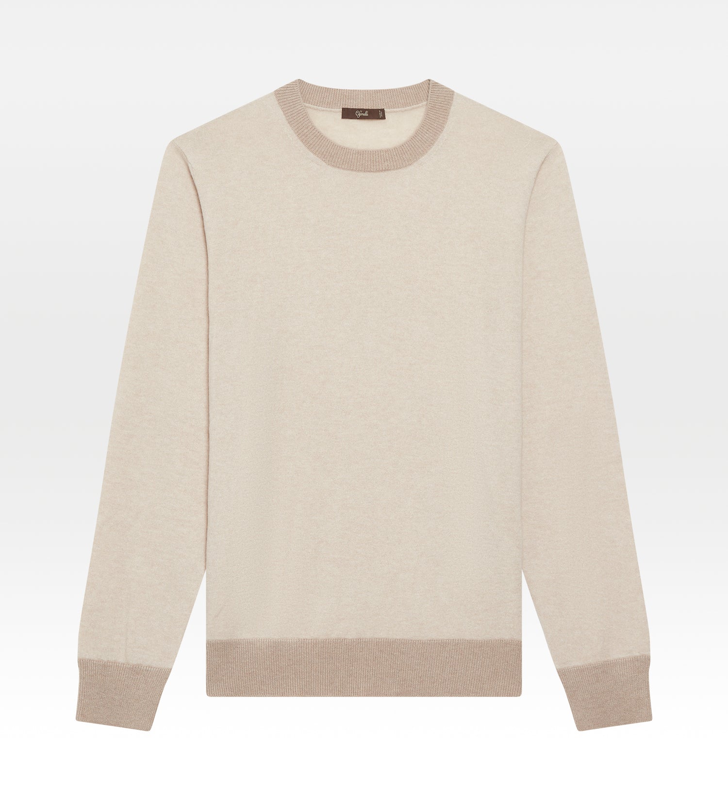 Pull beige en cachemire à col rond