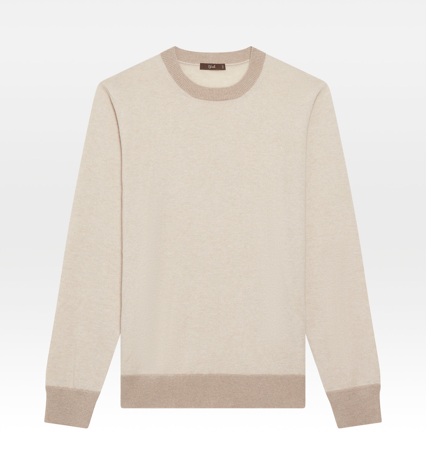 Pull beige en cachemire à col rond