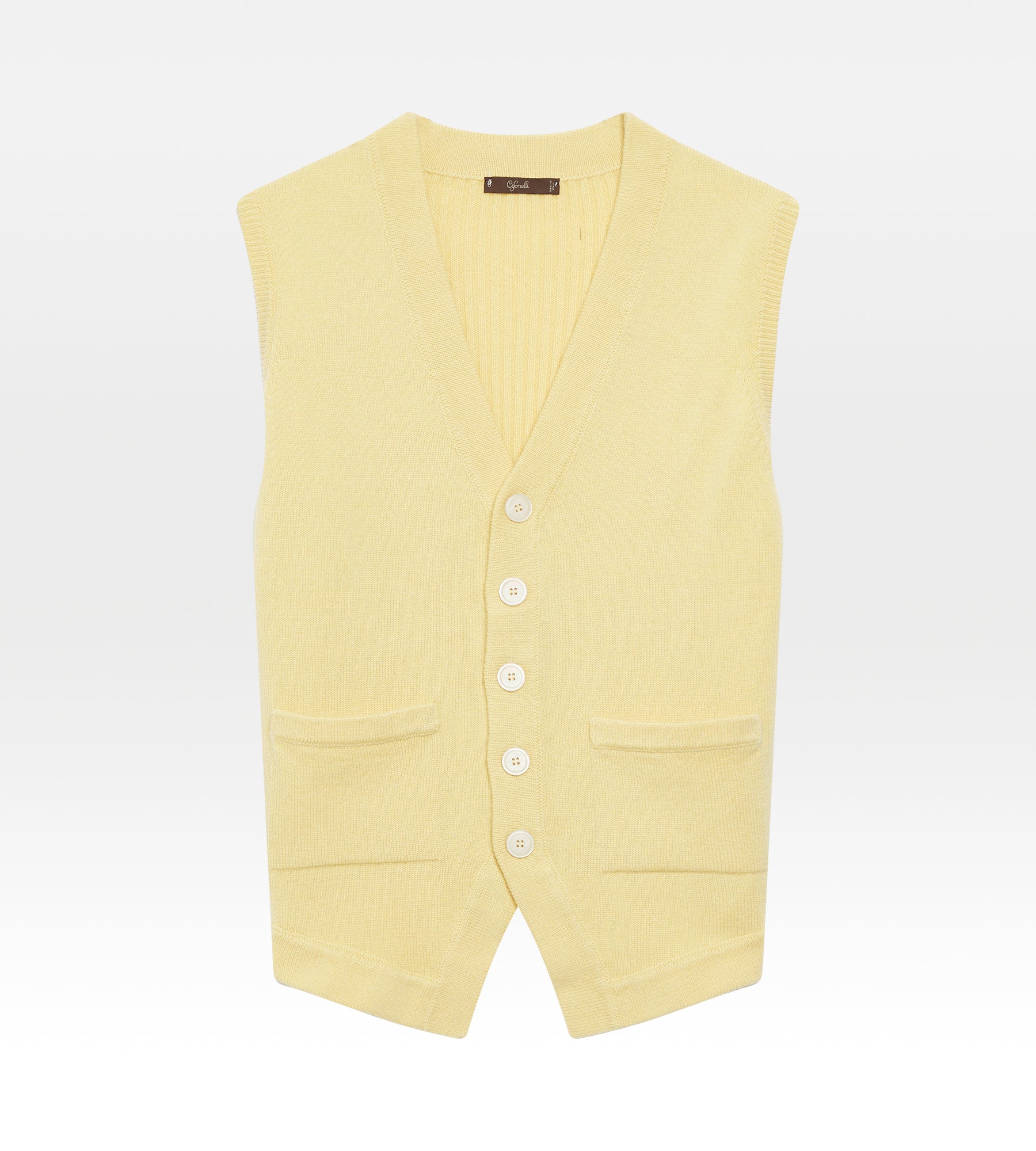 Gilet sans manche en cachemire jaune