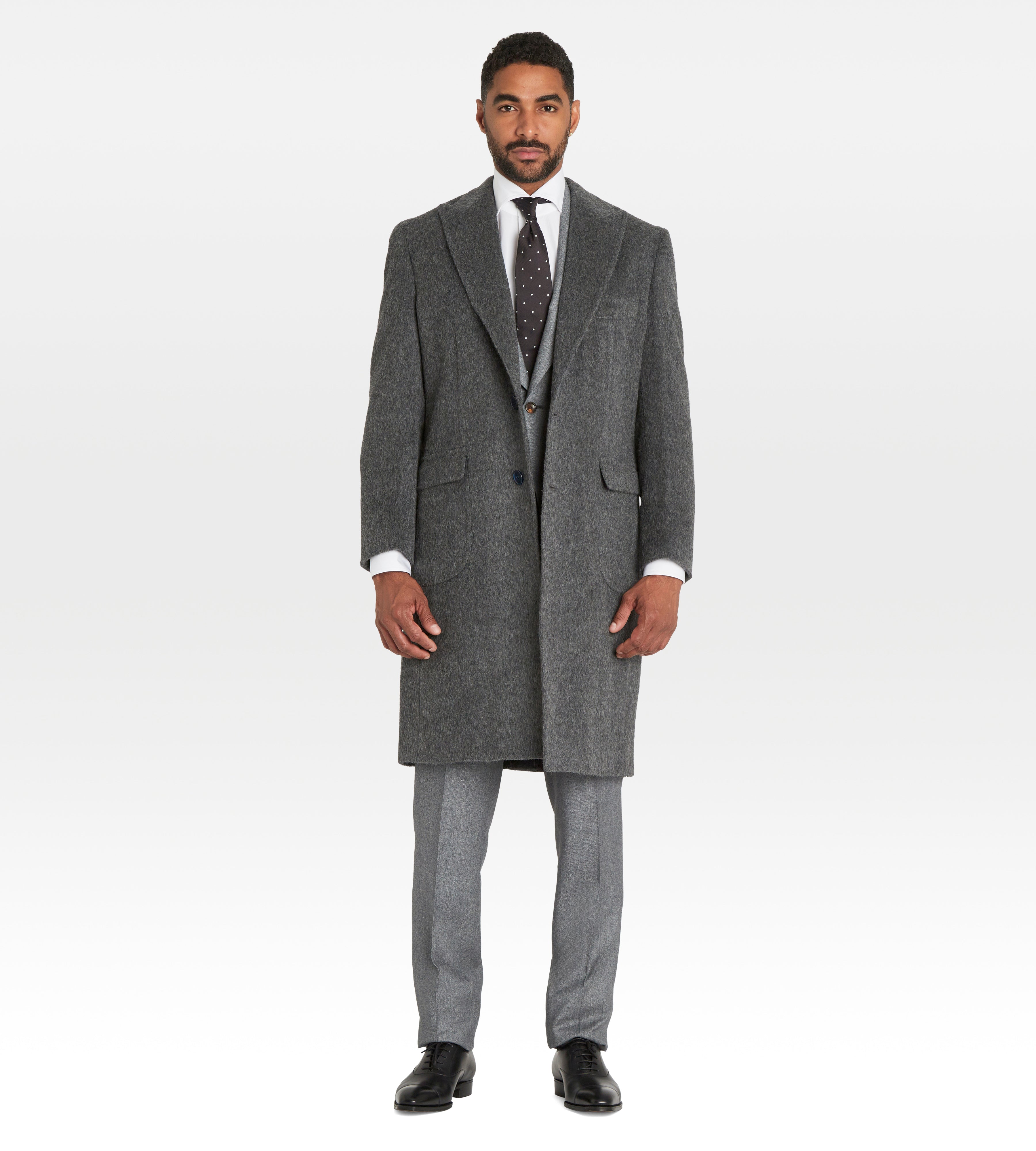 Manteau en alpaga & laine gris