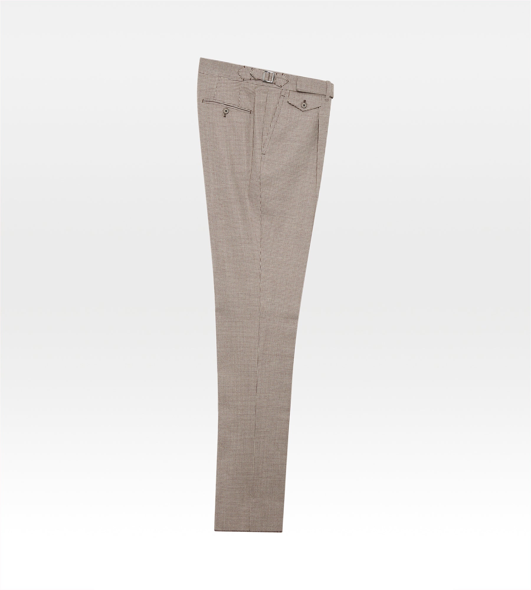 Pantalon à motif pied-de-poule en laine marron &amp; beige