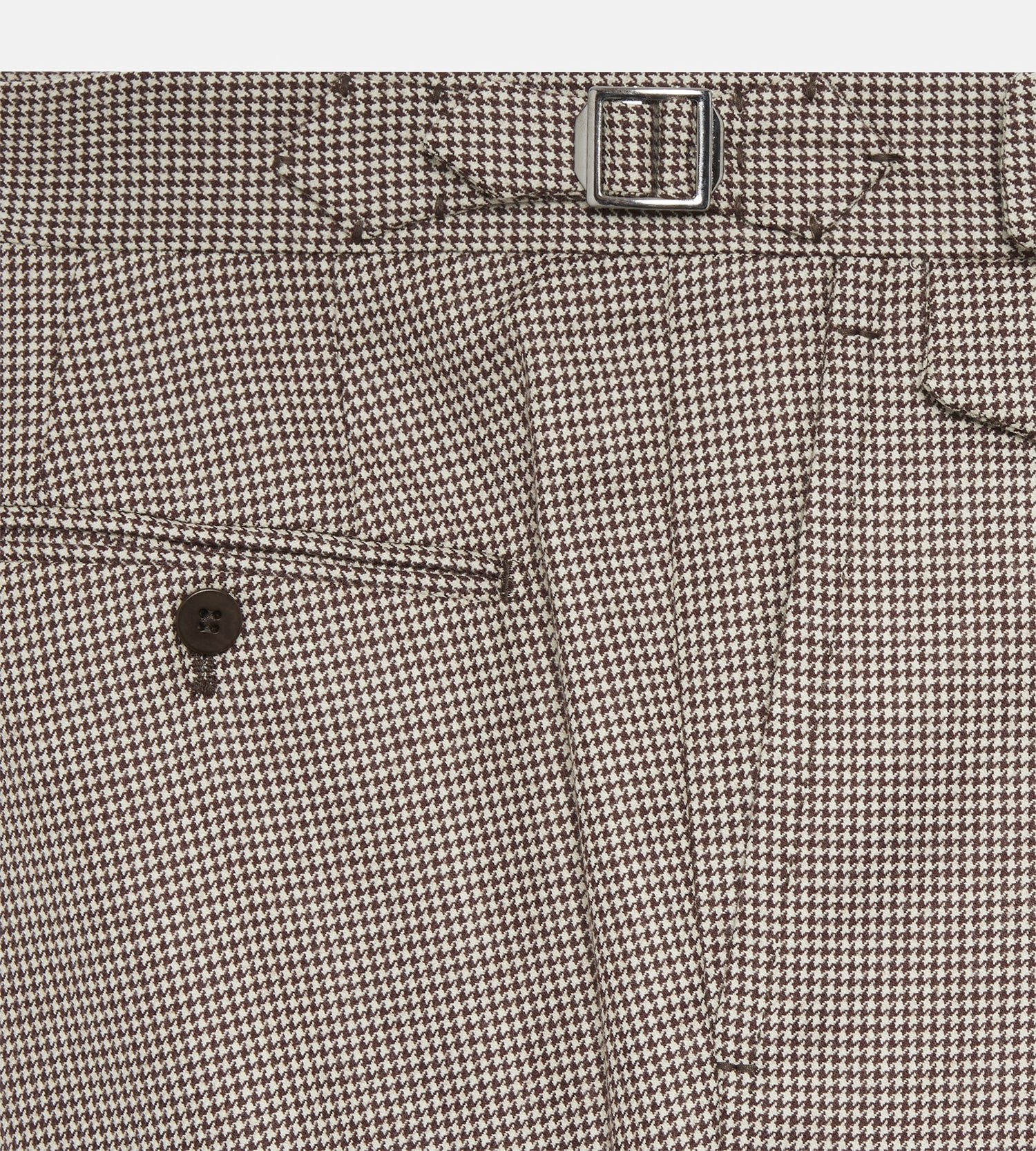 Pantalon à motif pied-de-poule en laine marron & beige