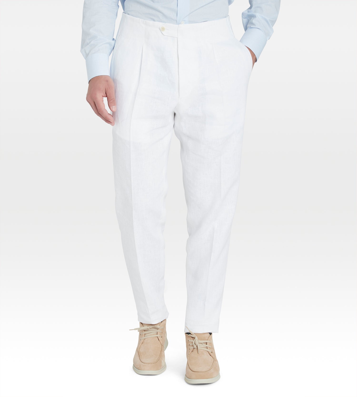 Pantalon sartorial en lin blanc