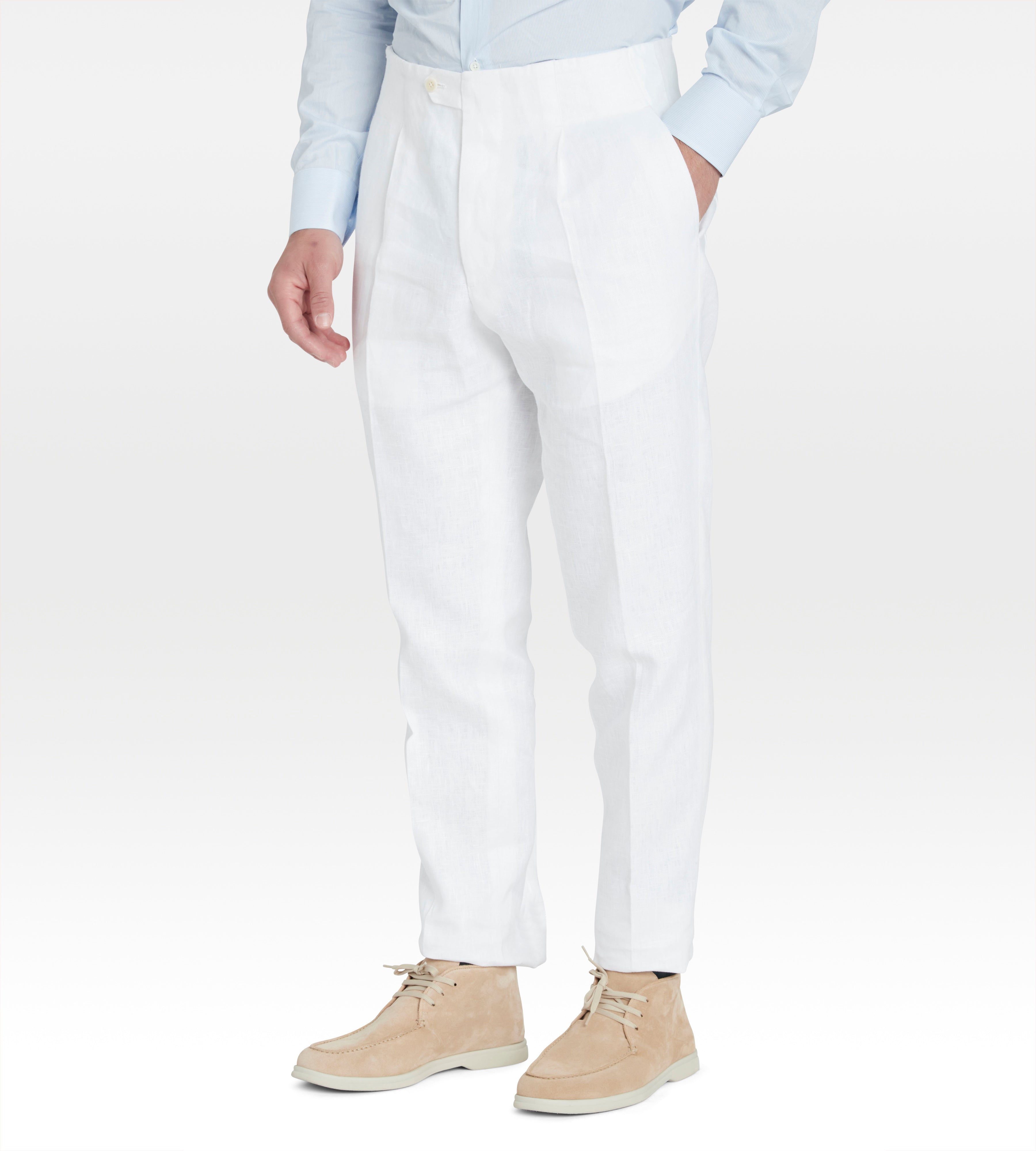 Pantalon sartorial en lin blanc