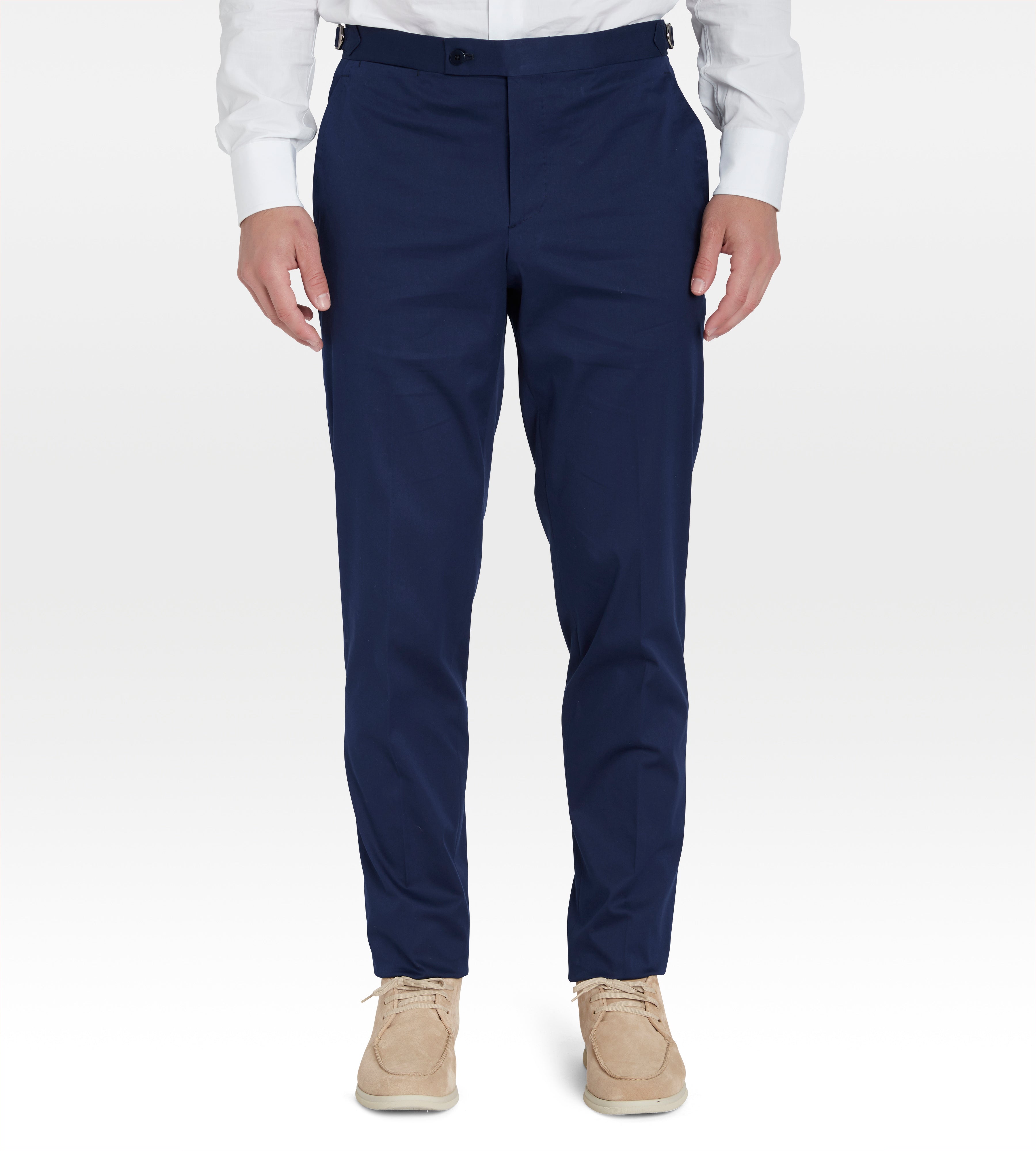Pantalon classique en coton bleu marine