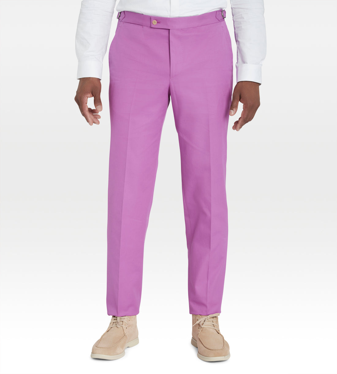 Pantalon classique en coton rose