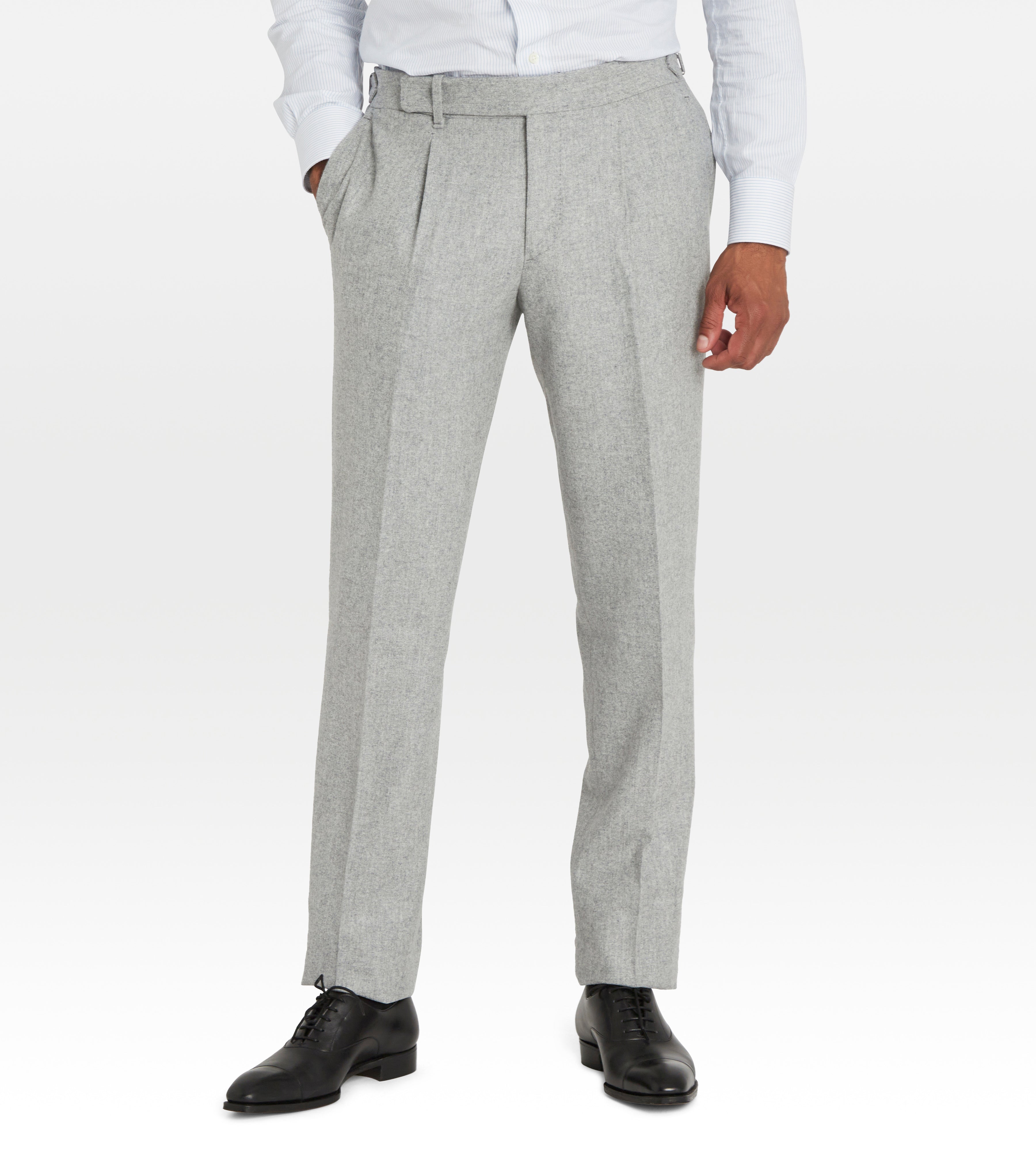 Pantalon Elie en flanelle de laine stretch - Gris