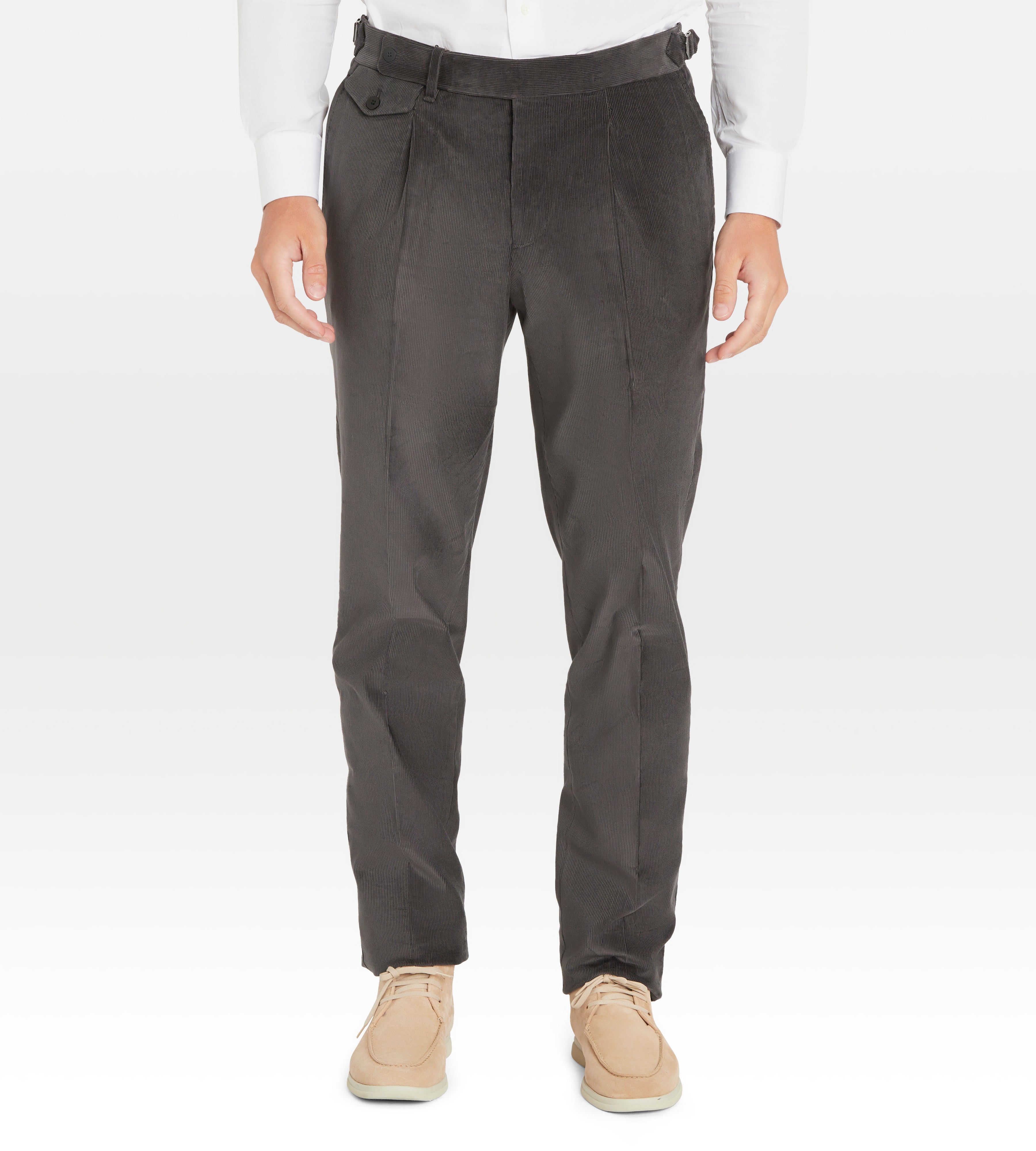 Pantalon en velours côtelé gris