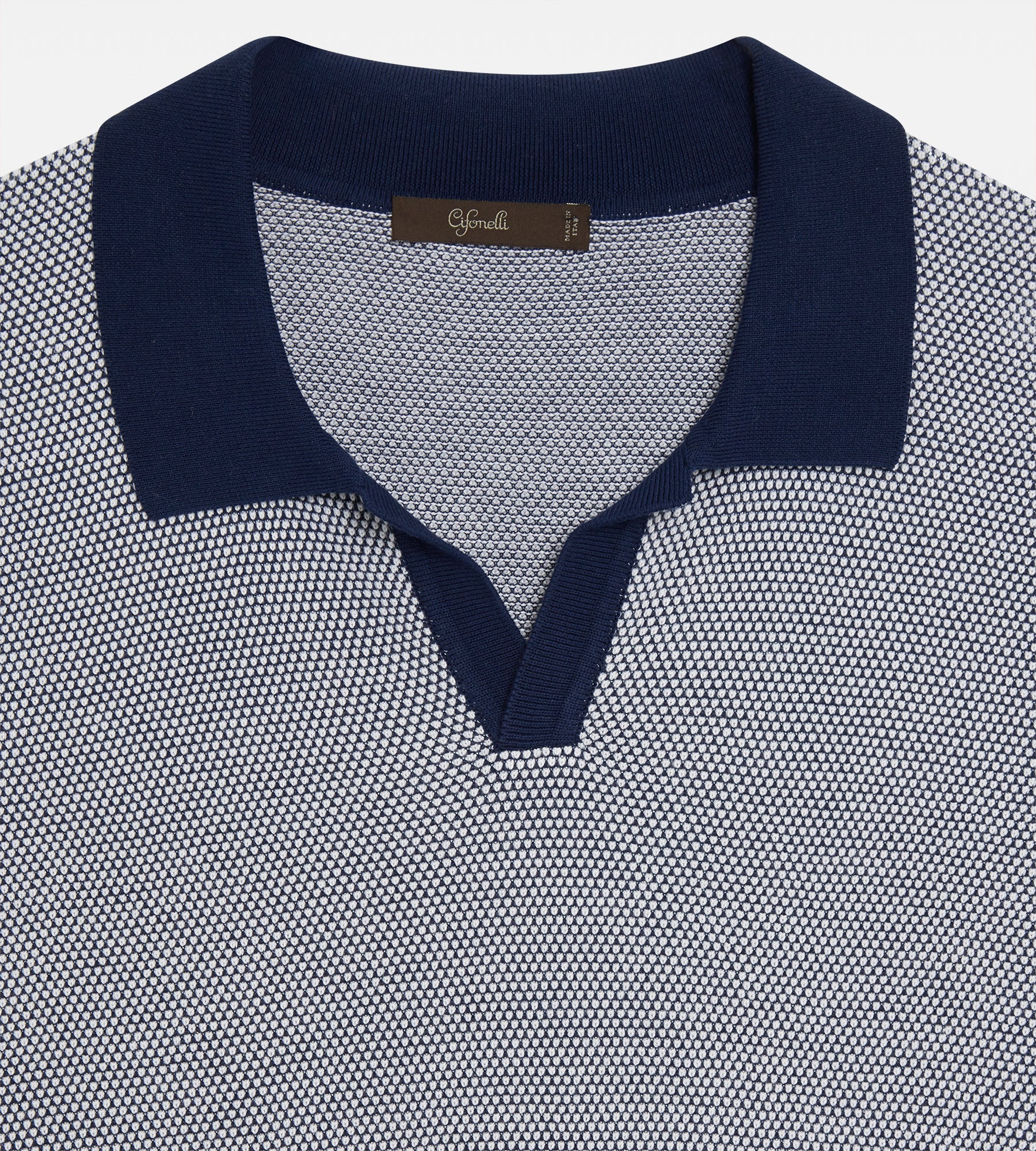 Polo en coton bleu & blanc