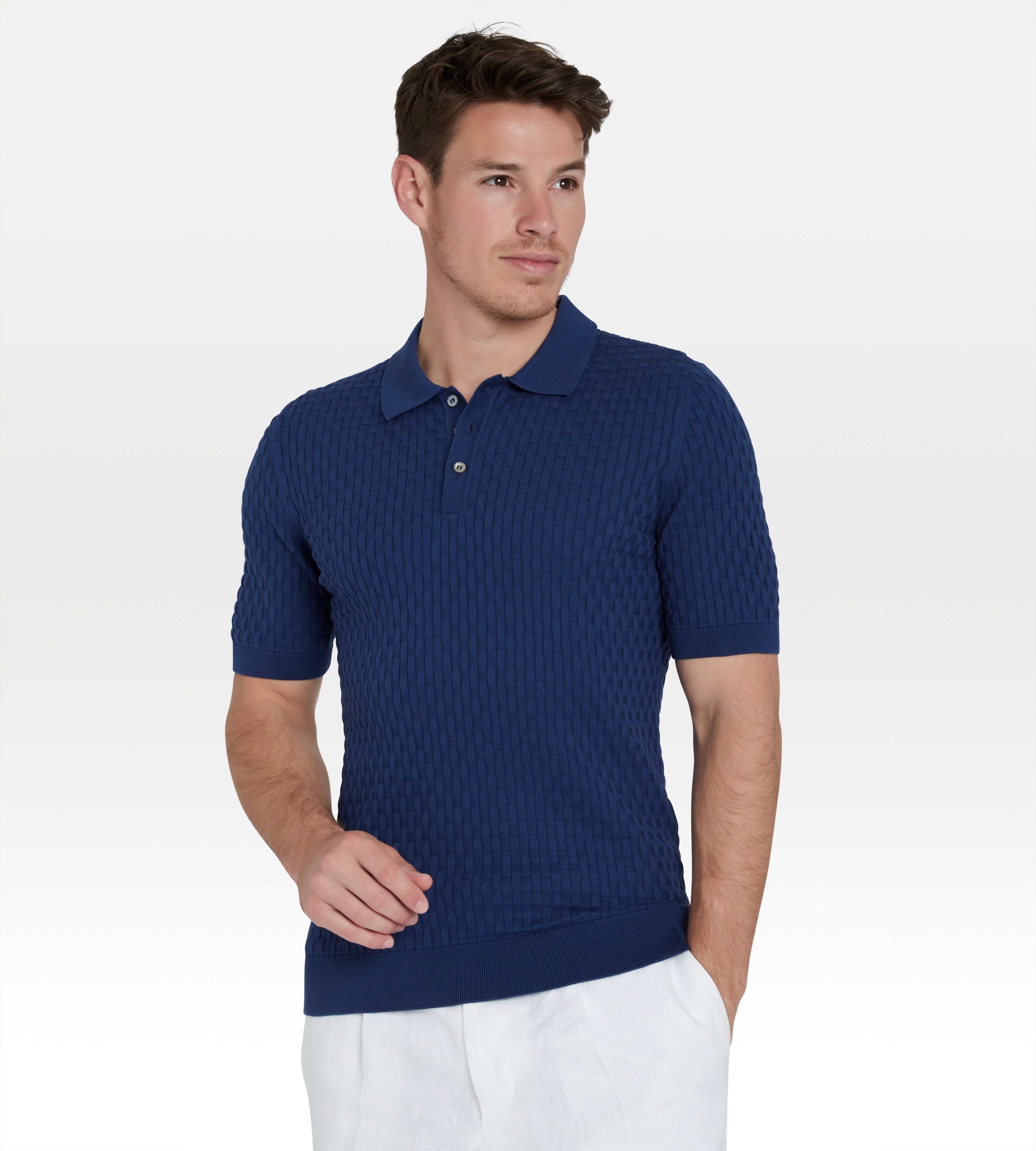 Polo en coton bleu