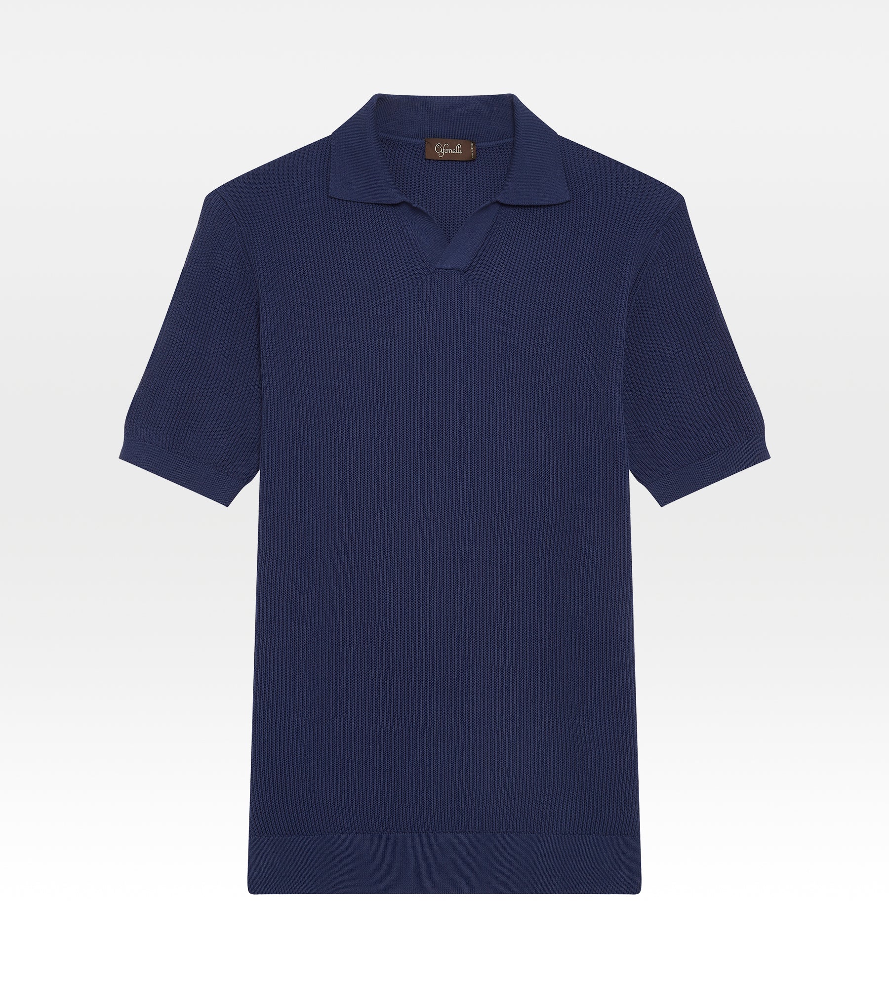 Polo en coton bleu marine tricoté