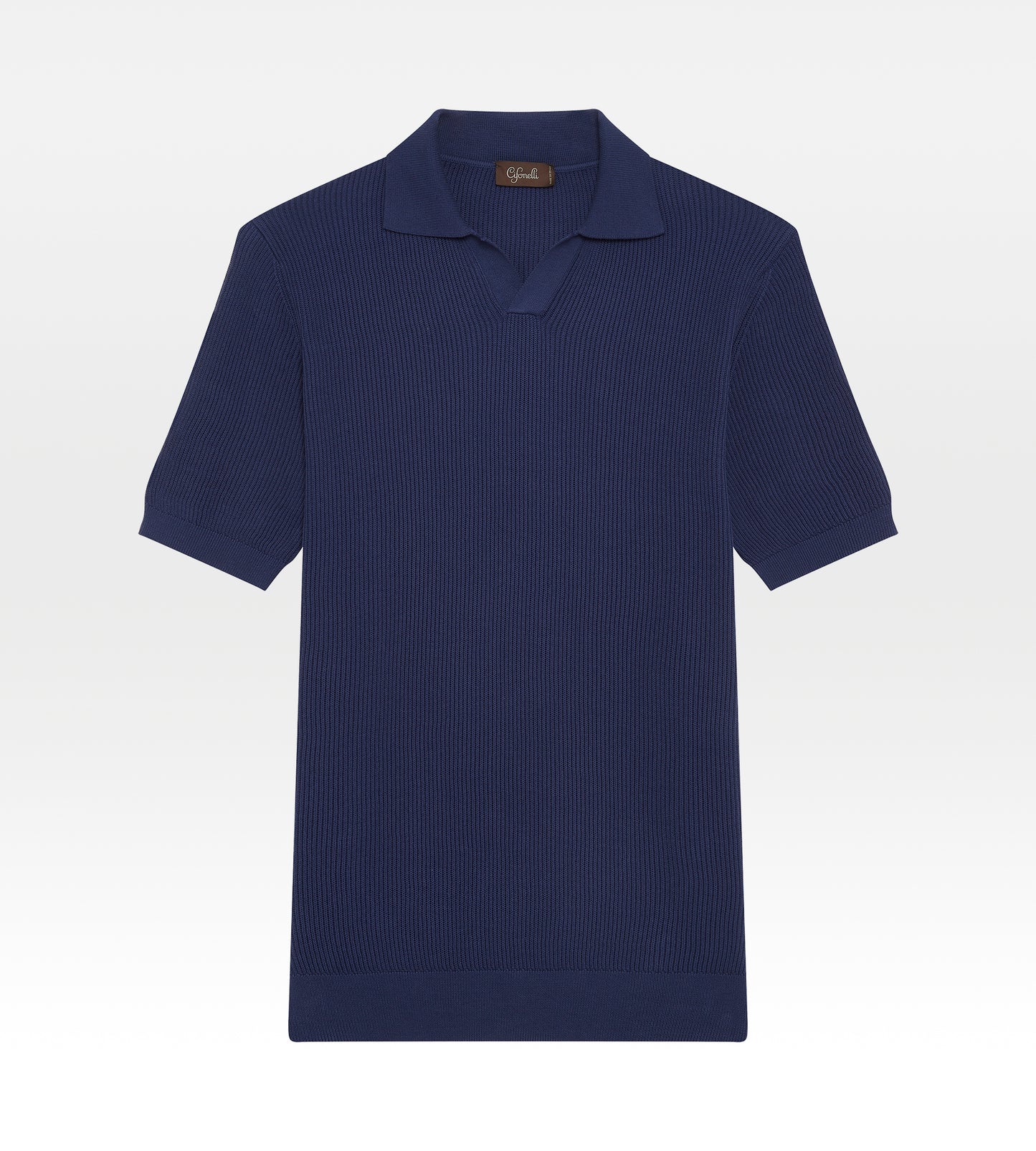 Polo en coton bleu marine tricoté