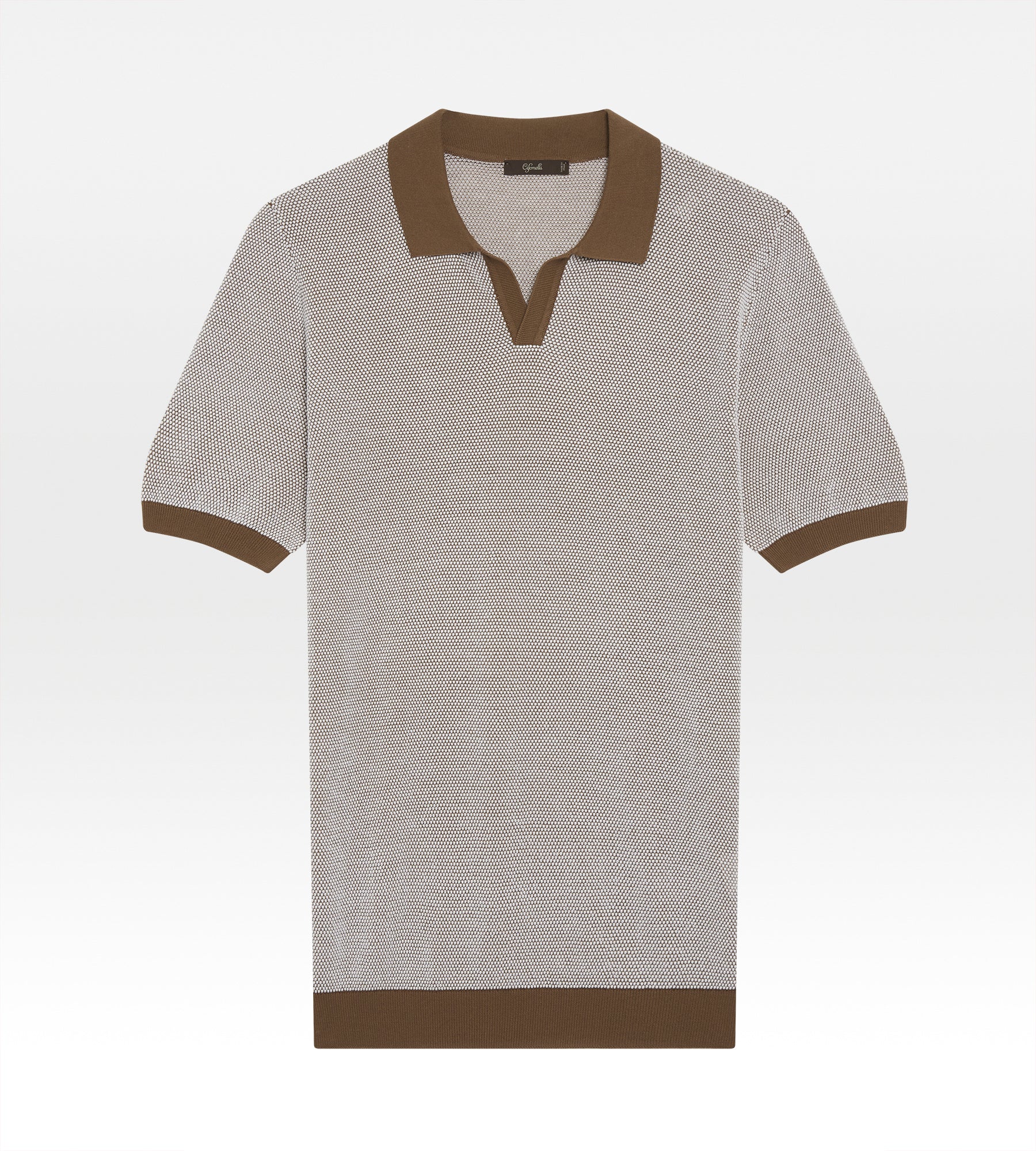 Polo en coton marron & blanc