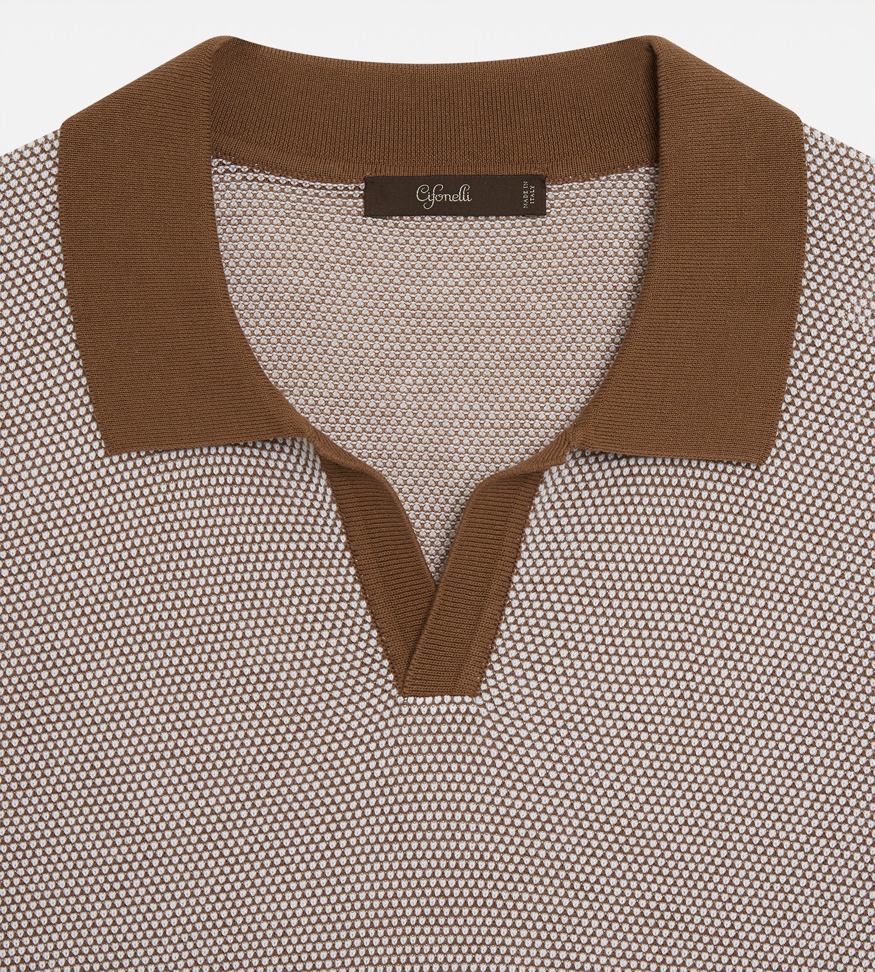 Polo en coton marron & blanc