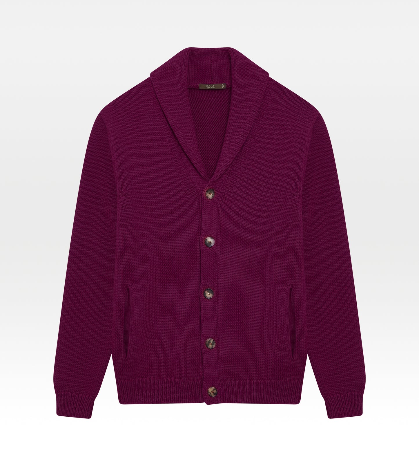 Pull col châle en laine framboise