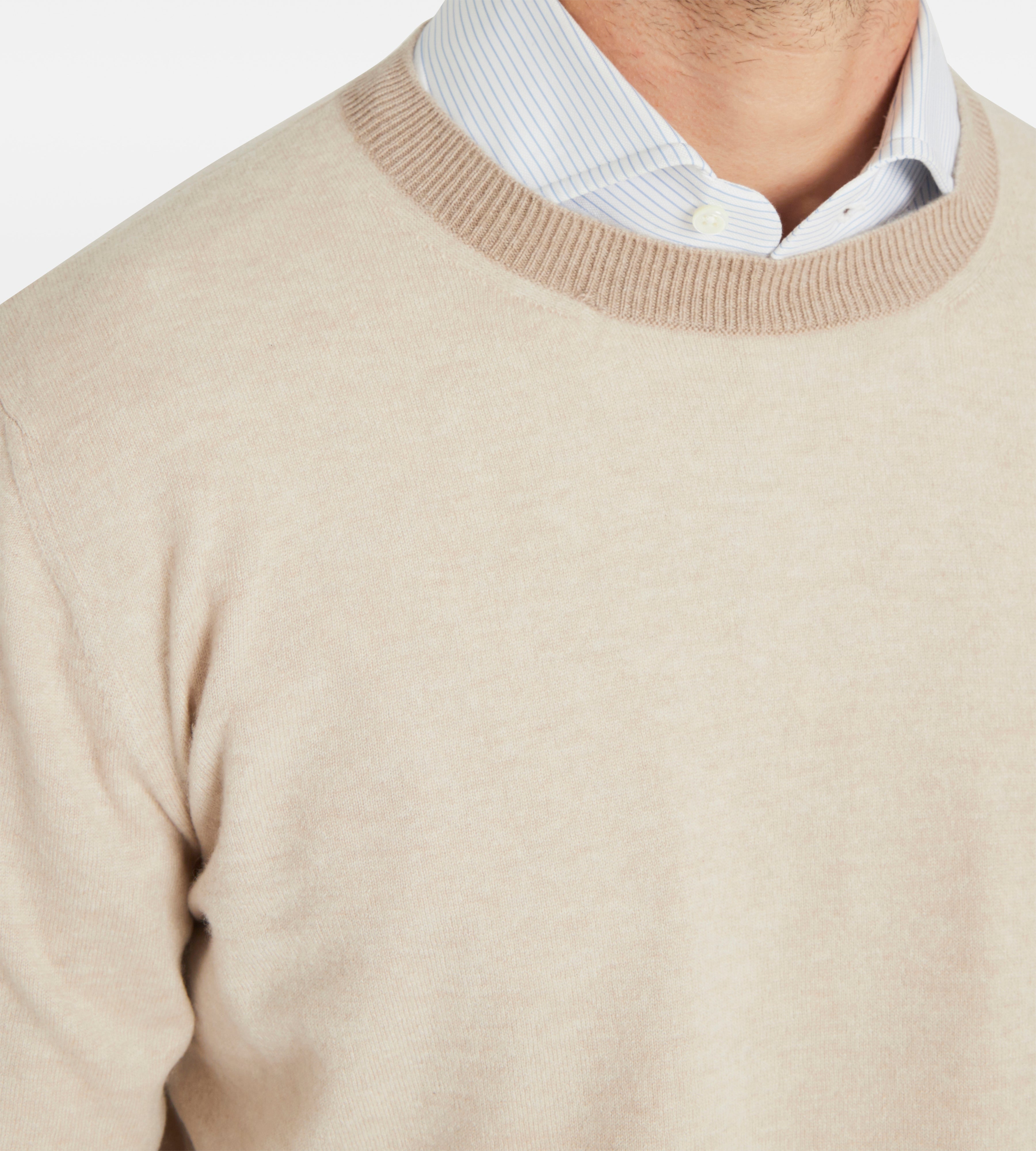 Pull beige en cachemire à col rond