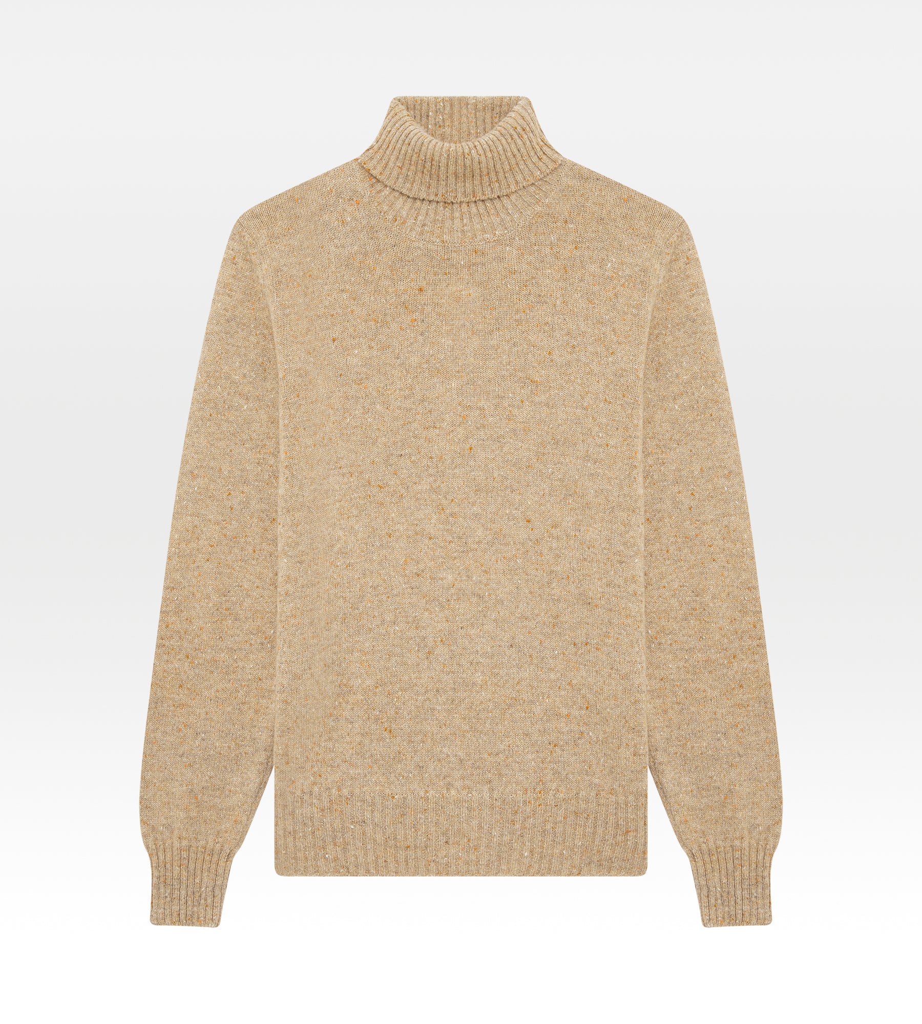 Pull beige en cachemire col roulé