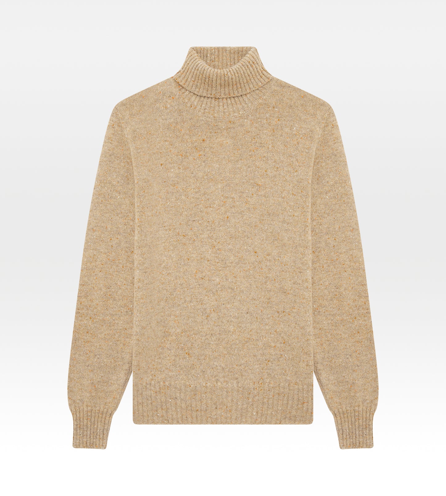 Pull col roulé en cachemire beige