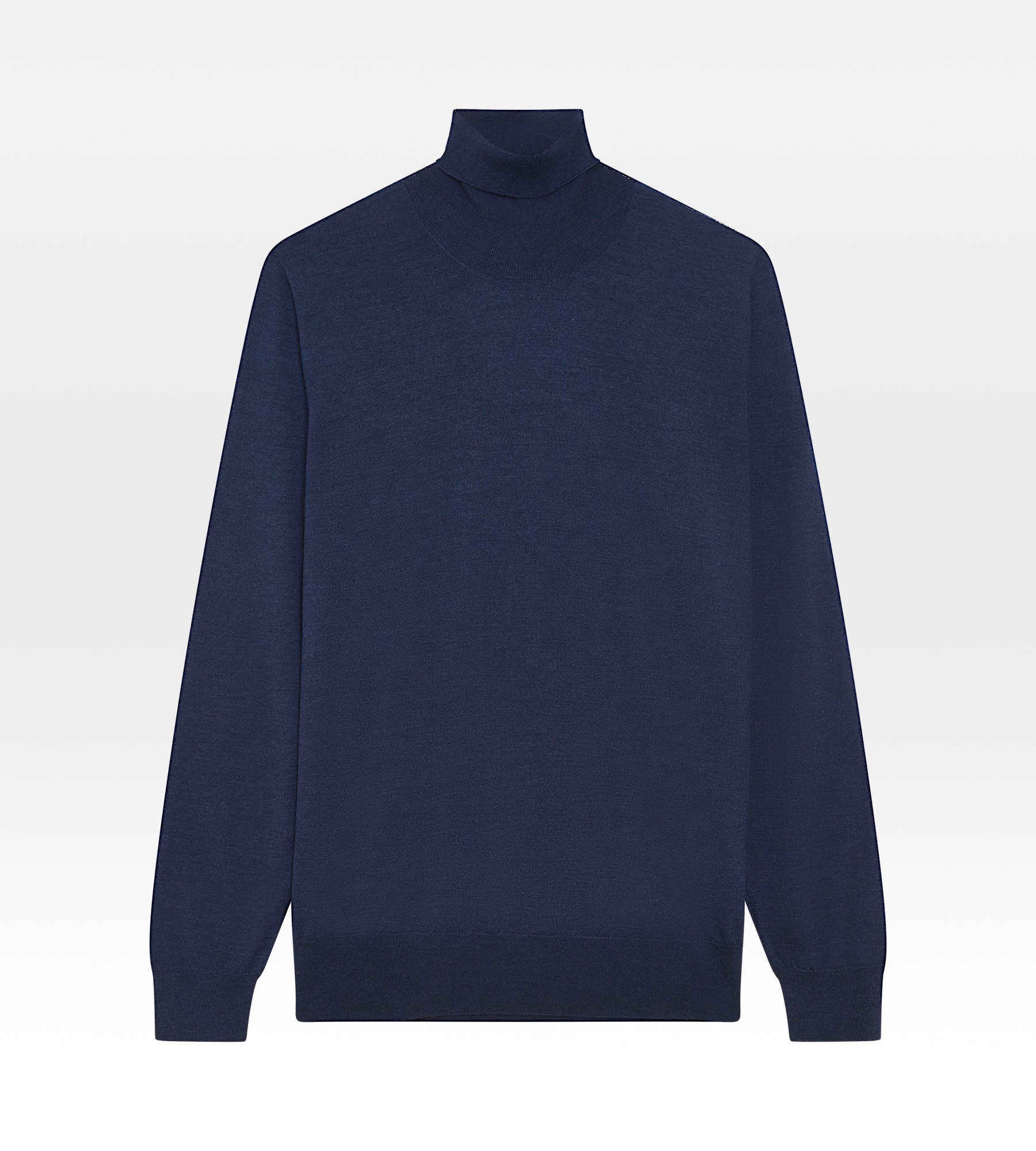 Pull bleu marine en laine, cachemire & soie col roulé