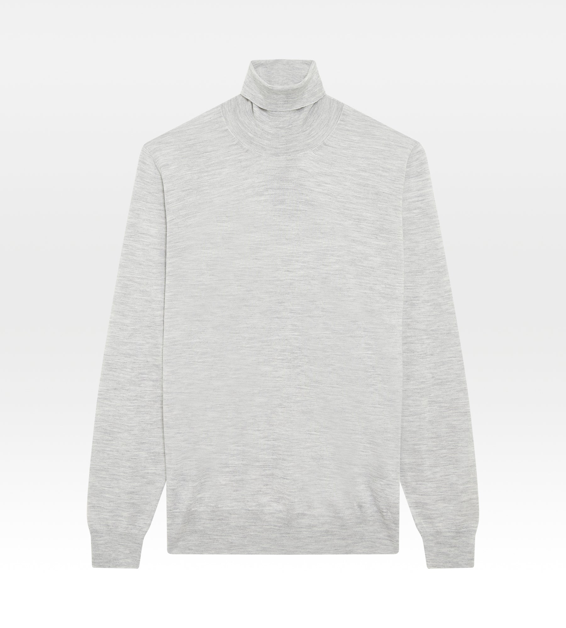 Pull col roulé gris en laine, cachemire & soie