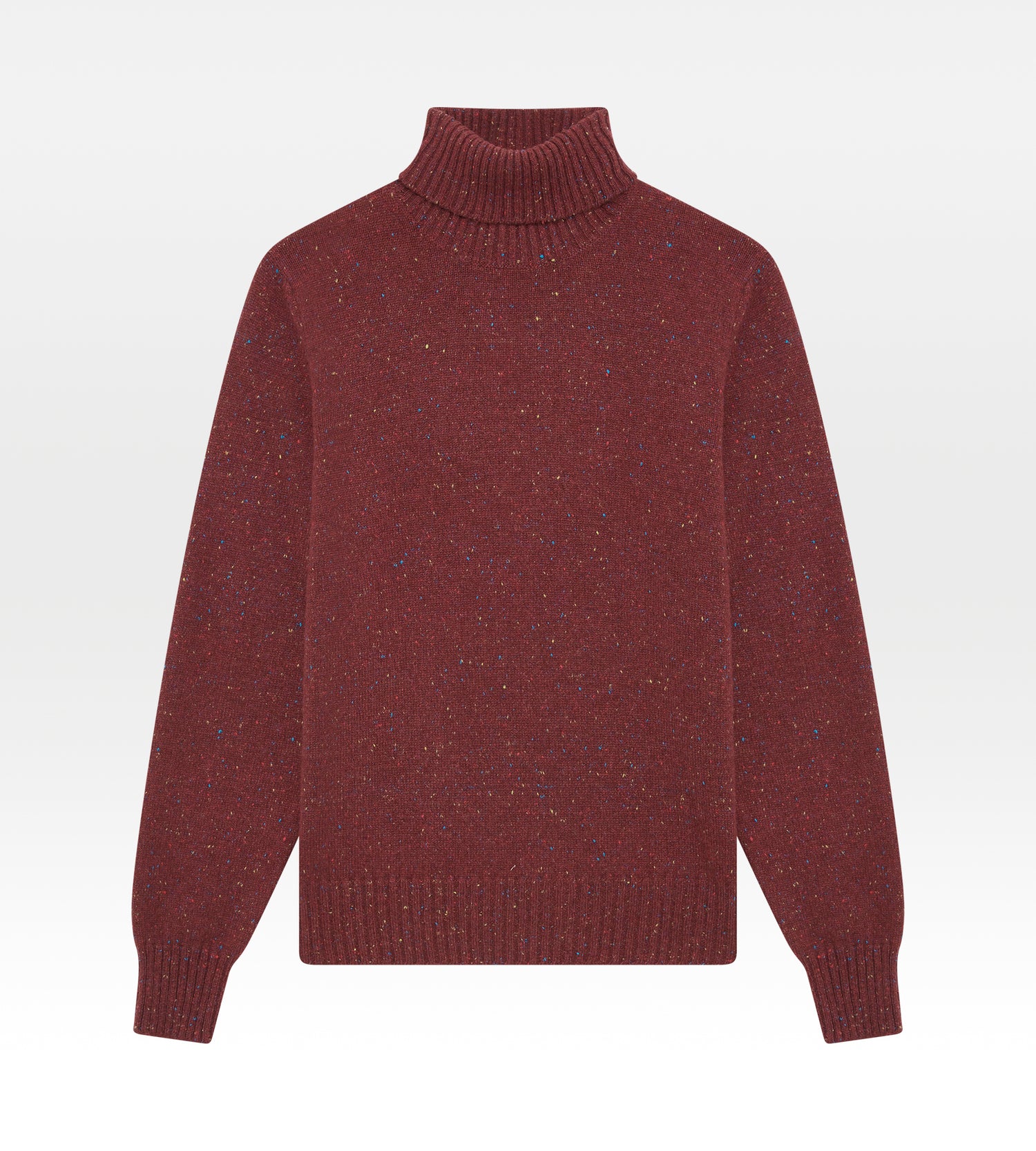 Pull framboise en cachemire col roulé