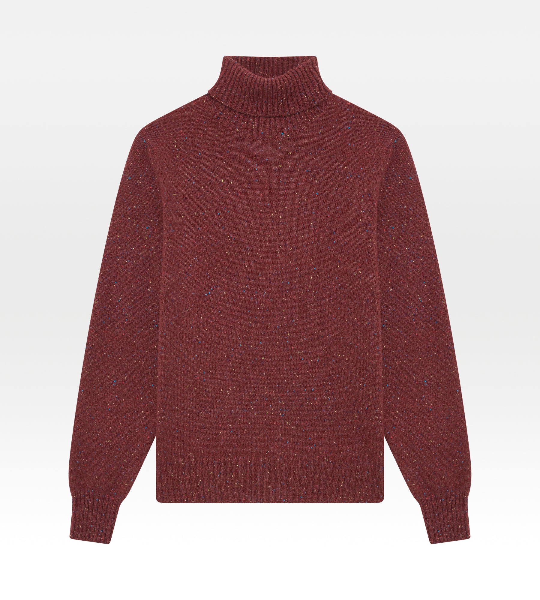 Pull framboise en cachemire col roulé