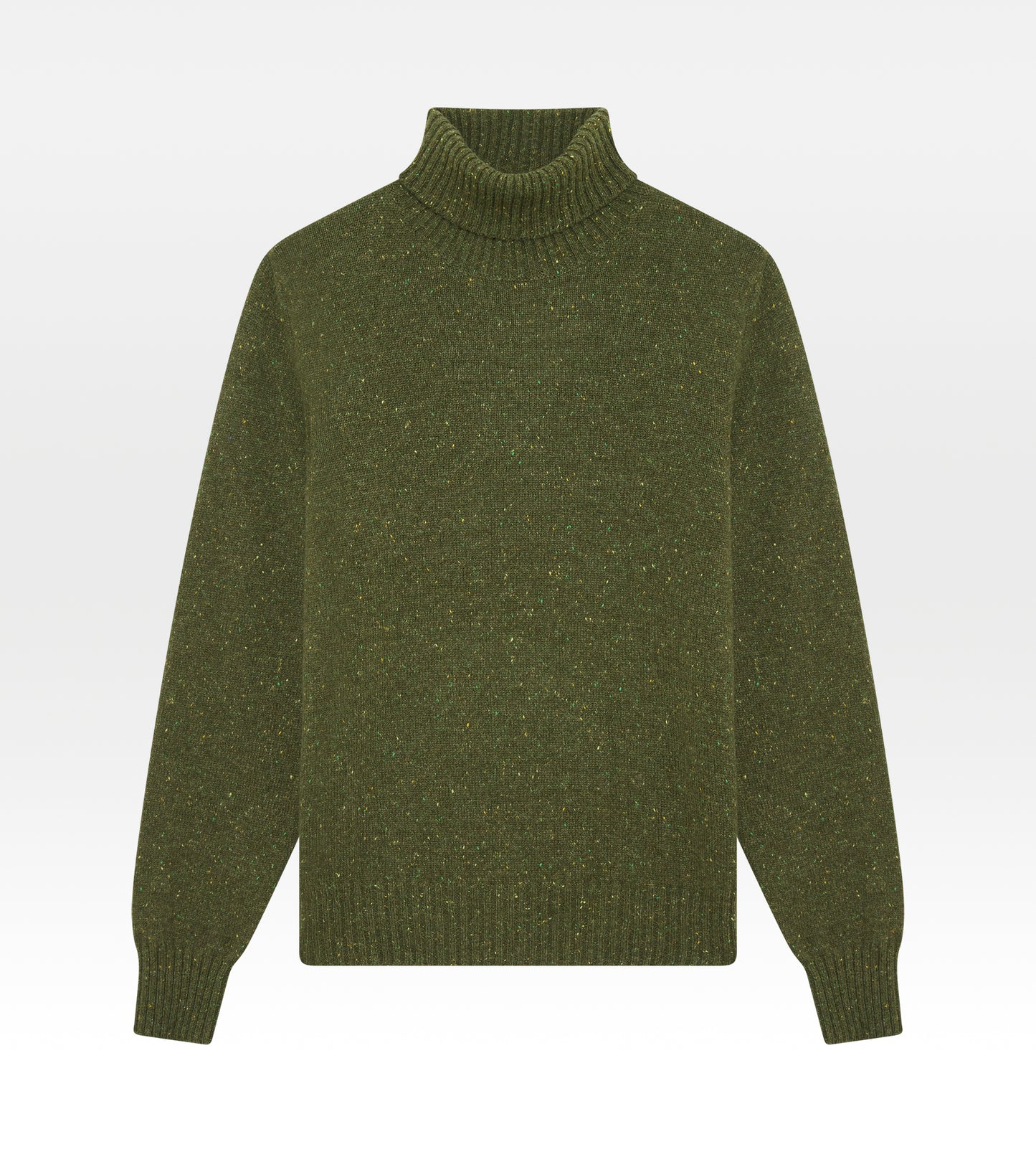 Pull col roulé en cachemire vert