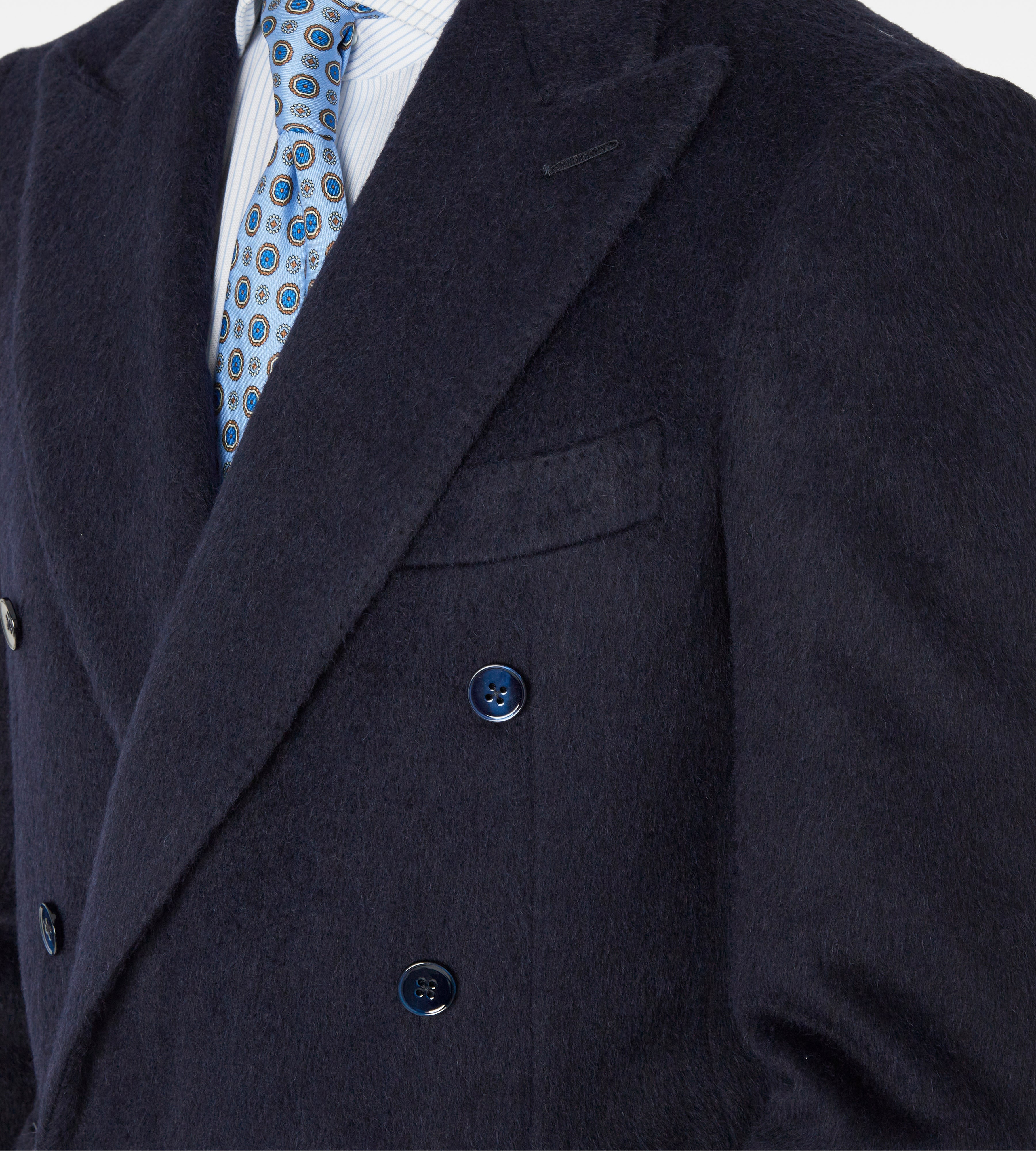 Veste croisée bas bleu marine en alpaga & laine