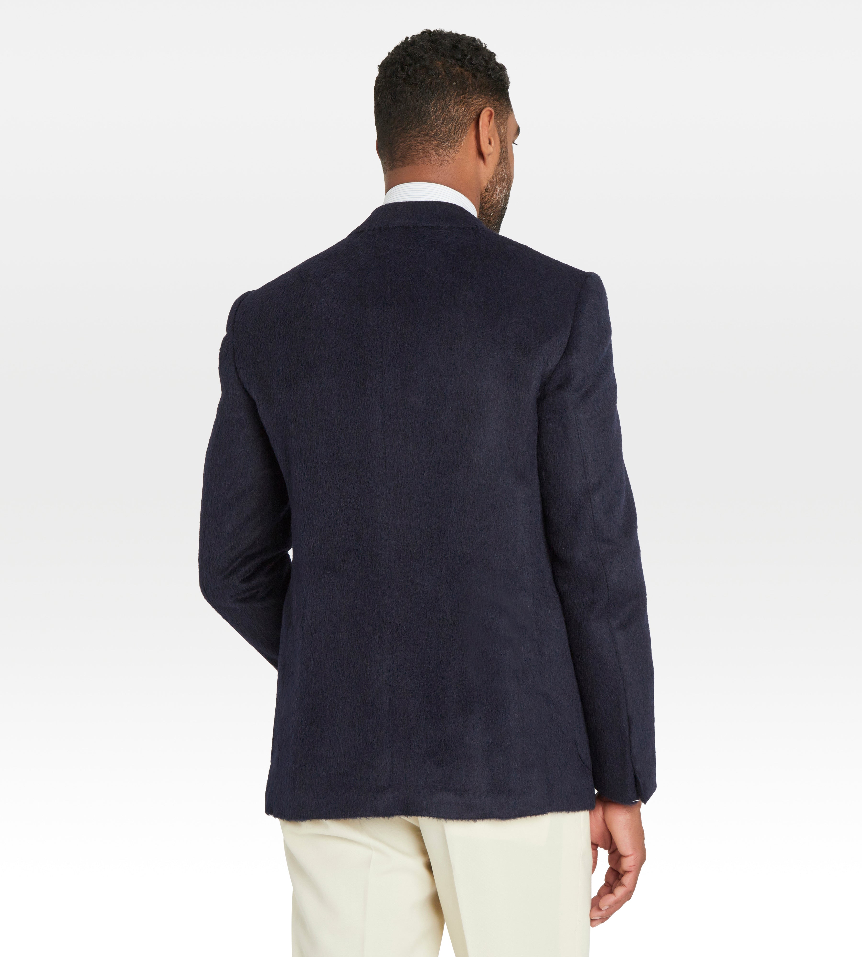Veste croisée bas bleu marine en alpaga & laine
