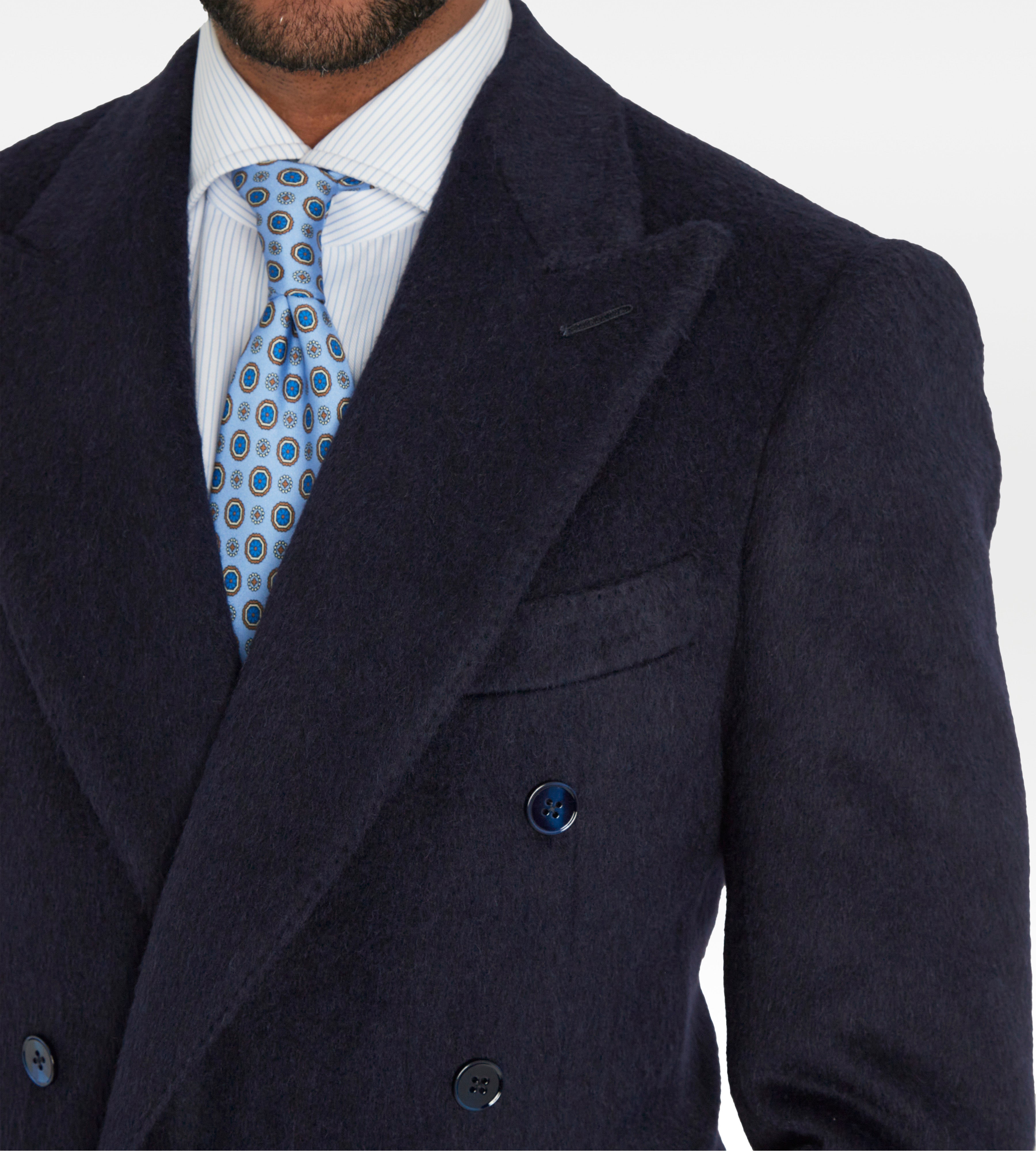 Veste croisée bas bleu marine en alpaga & laine