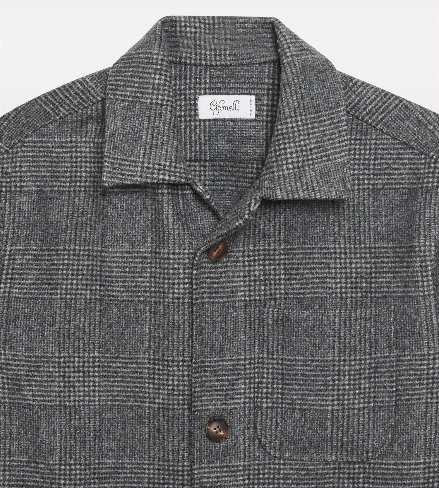 Sur-chemise en laine grise motif Prince-de-Galles