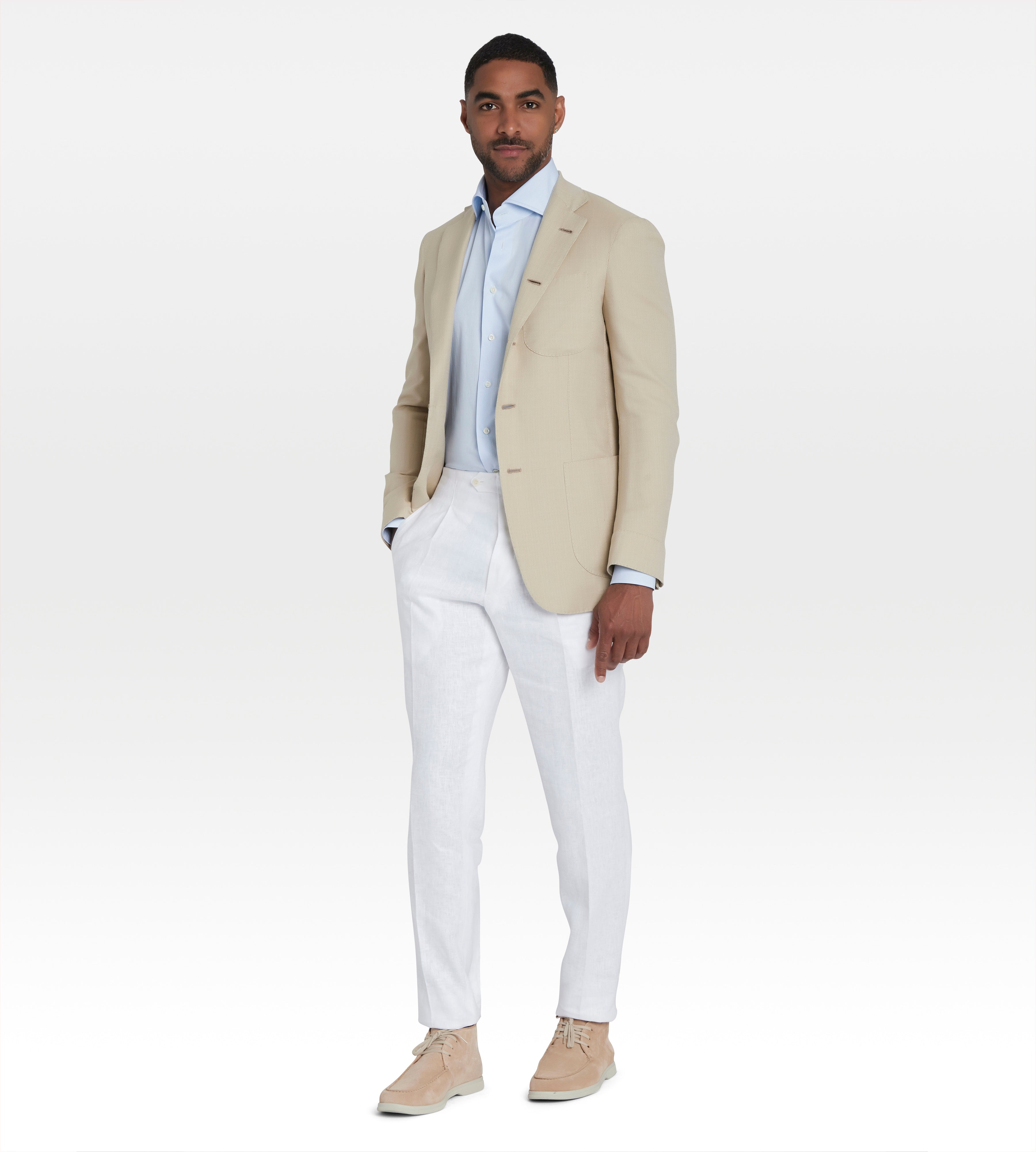 Veste Travel beige en coton à motif chevrons